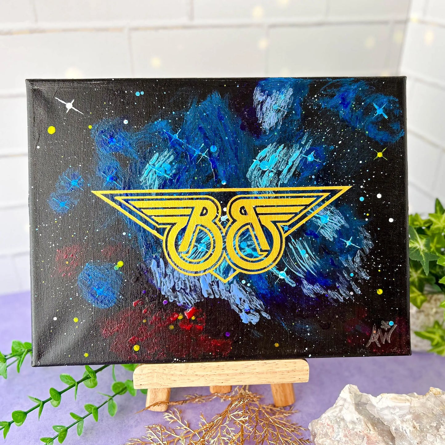 Blazers Pleiadian Dream 9x12 Geek Galaxy Painting on easel