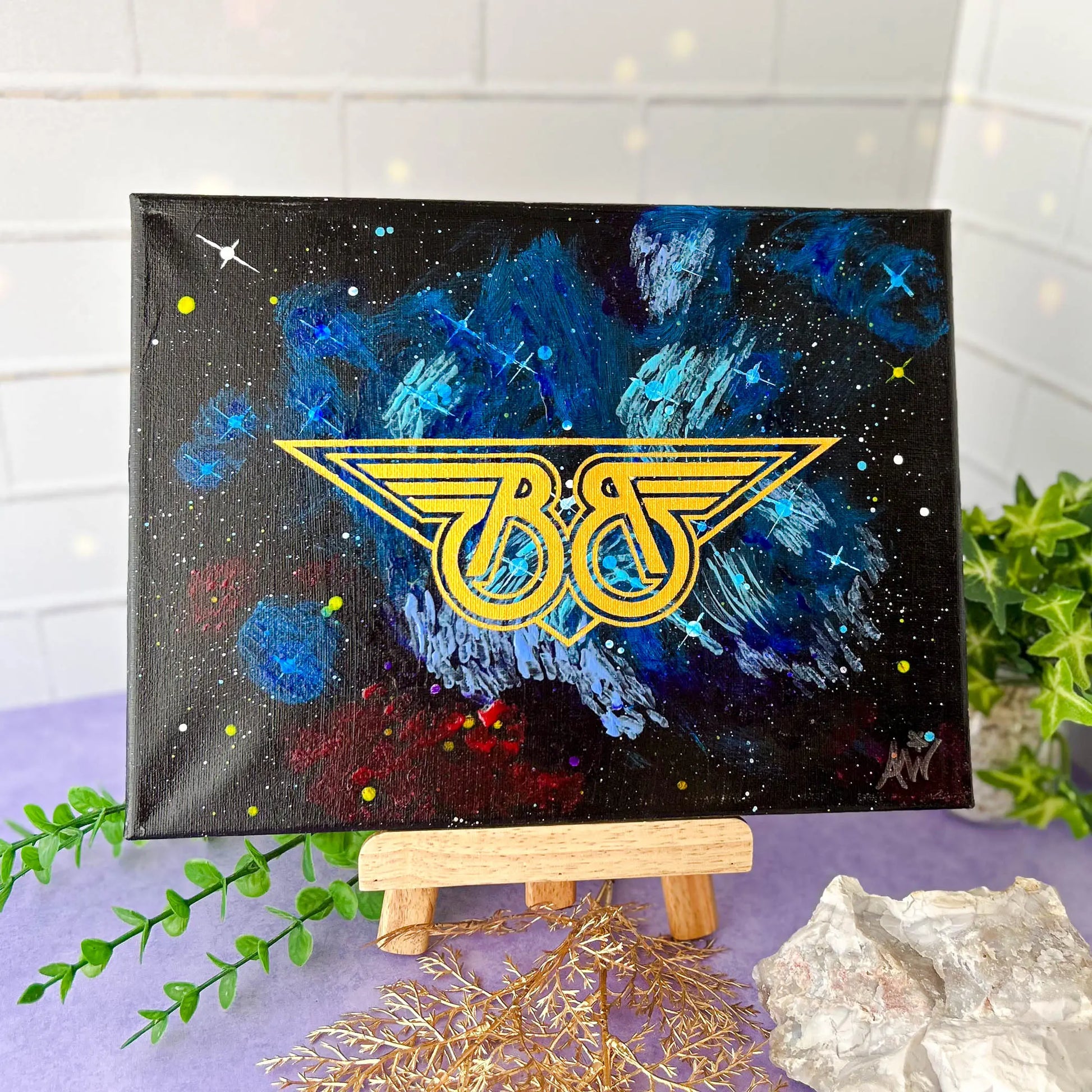 Blazers Pleiadian Dream 9x12 Geek Galaxy Painting on easel