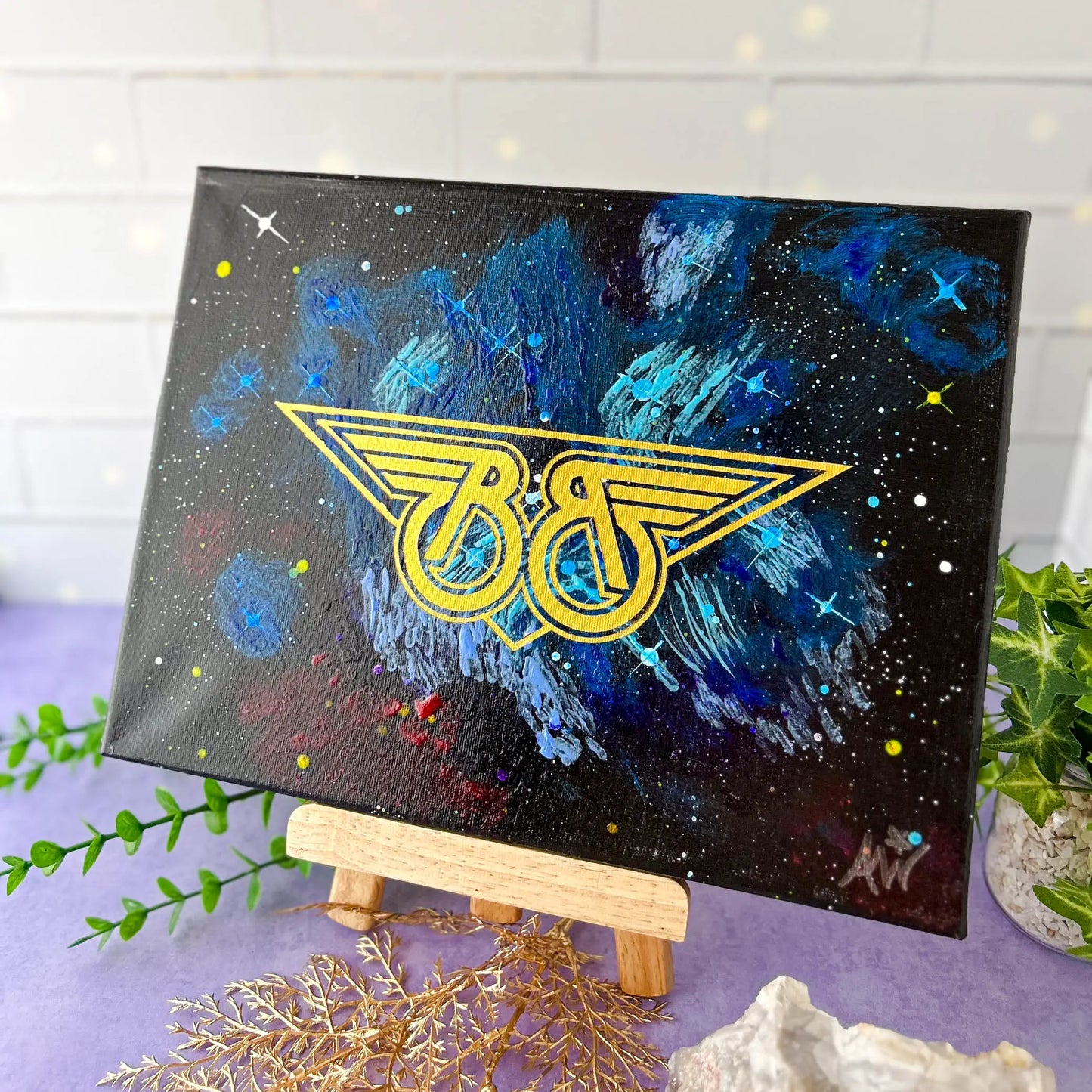 Blazers Pleiadian Dream 9x12 Geek Galaxy Painting on easel