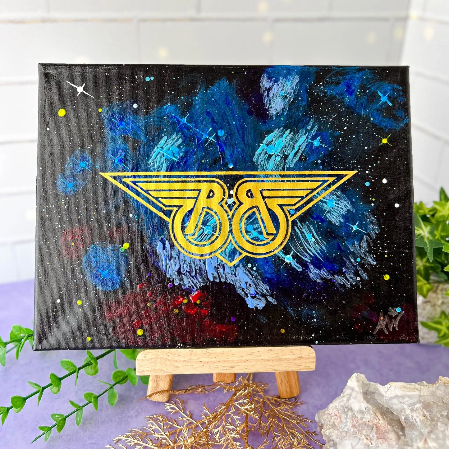 Blazers Pleiadian Dream 9x12 Geek Galaxy Painting on easel