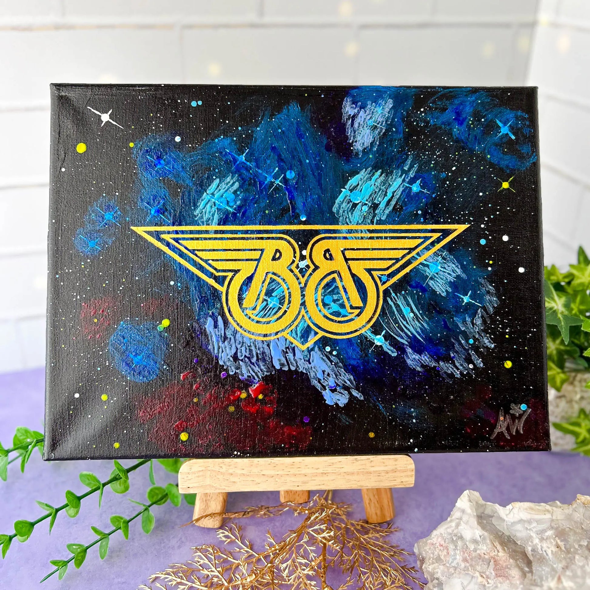 Blazers Pleiadian Dream 9x12 Geek Galaxy Painting on easel