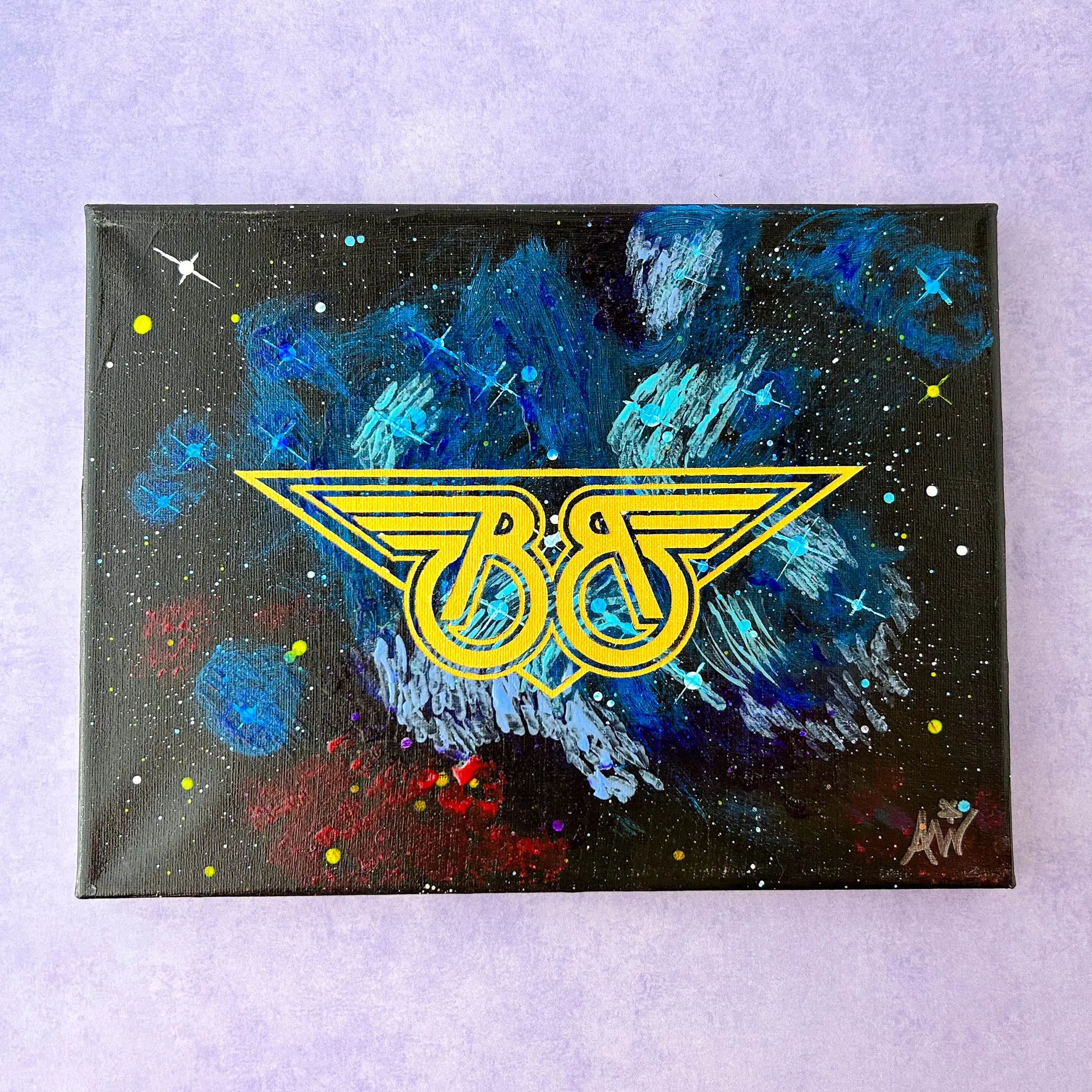Blazers Pleiadian Dream 9x12 Geek Galaxy Painting on purple background