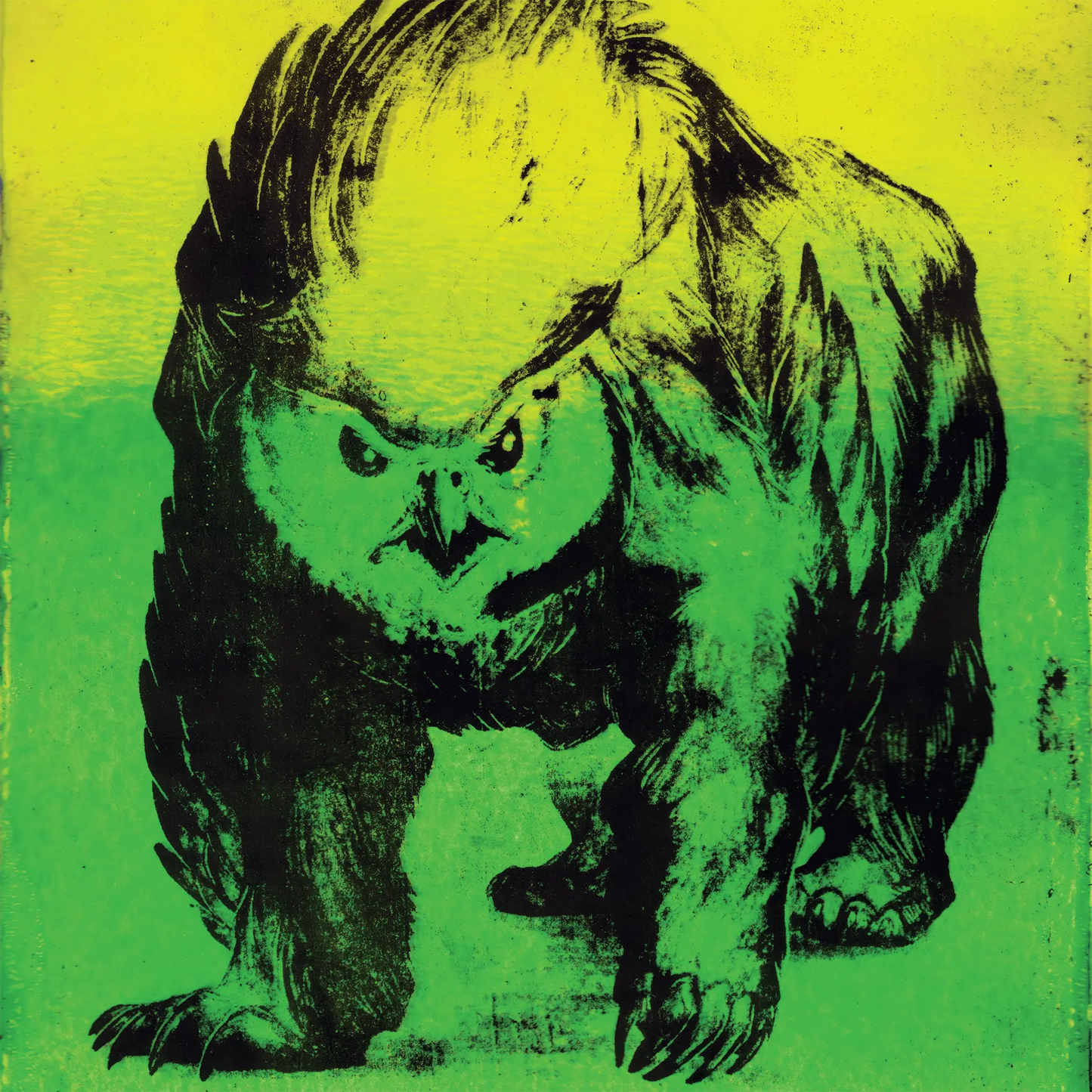 Glowing Feathered Fury 8x10 Gel Plate Print Square crop