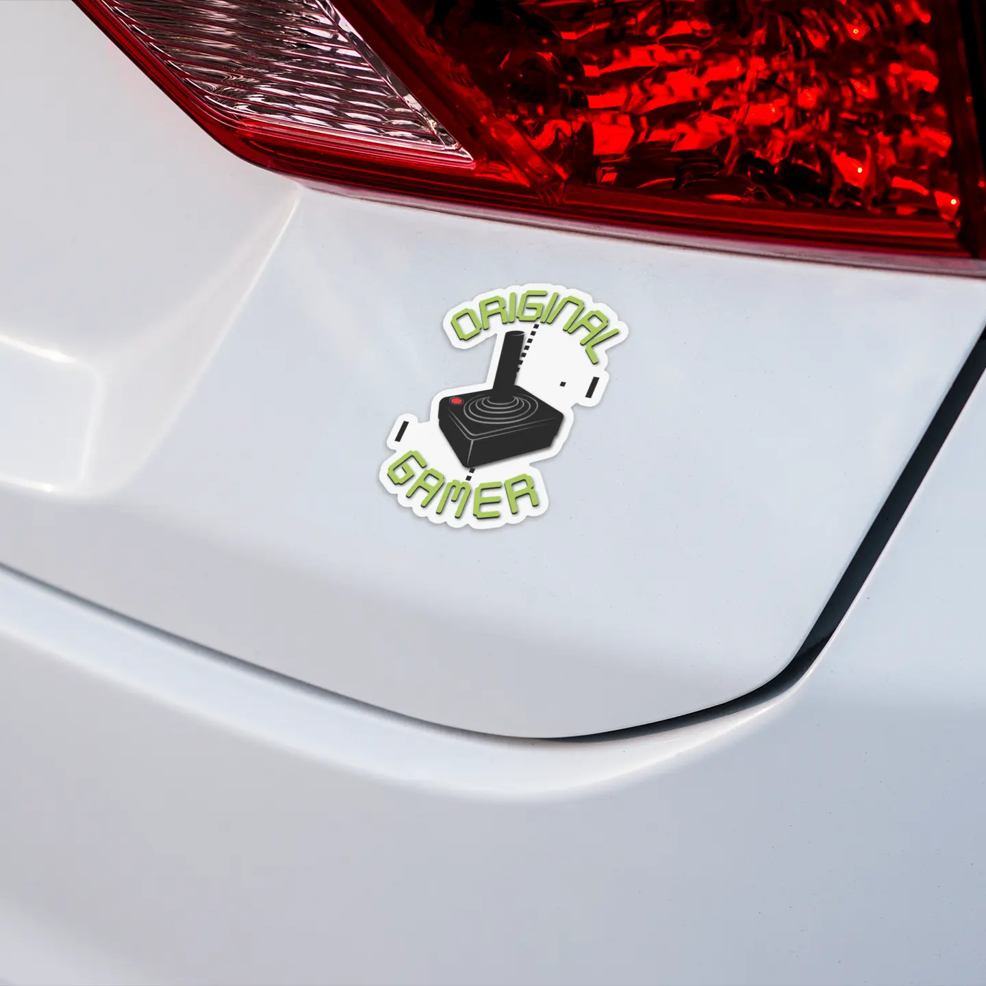 Original Gamer 3" Die-Cut Vinyl Sticker on a white car
