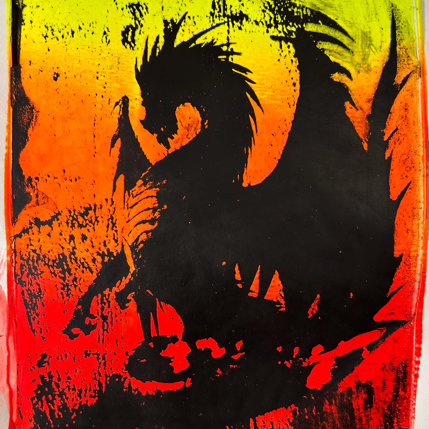 Raging Neon Dragonfire 8x10 Gel Plate Print