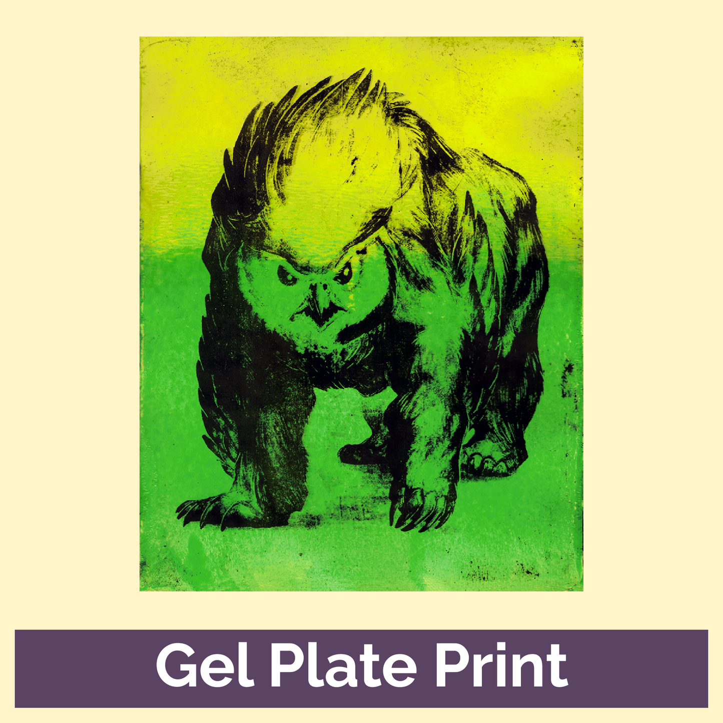 Glowing Feathered Fury 8x10 Gel Plate Print