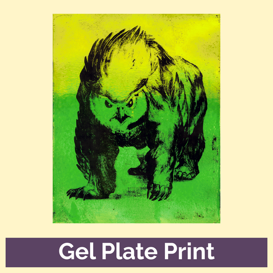 Glowing Feathered Fury 8x10 Gel Plate Print