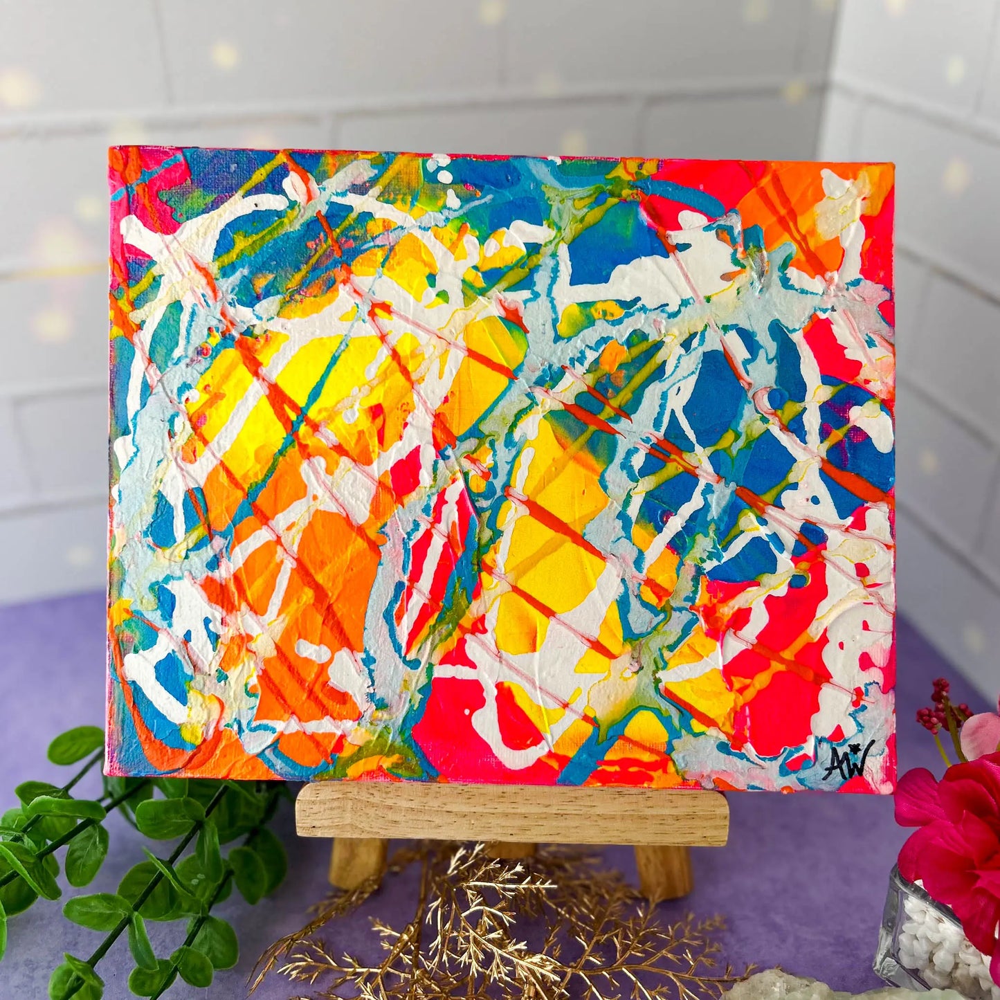 Neon Commotion 8x10 Abstract Painting
