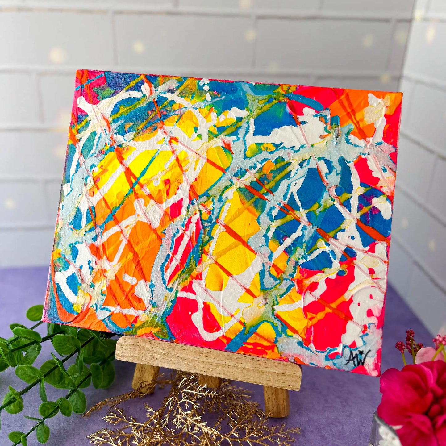 Neon Commotion 8x10 Abstract Painting