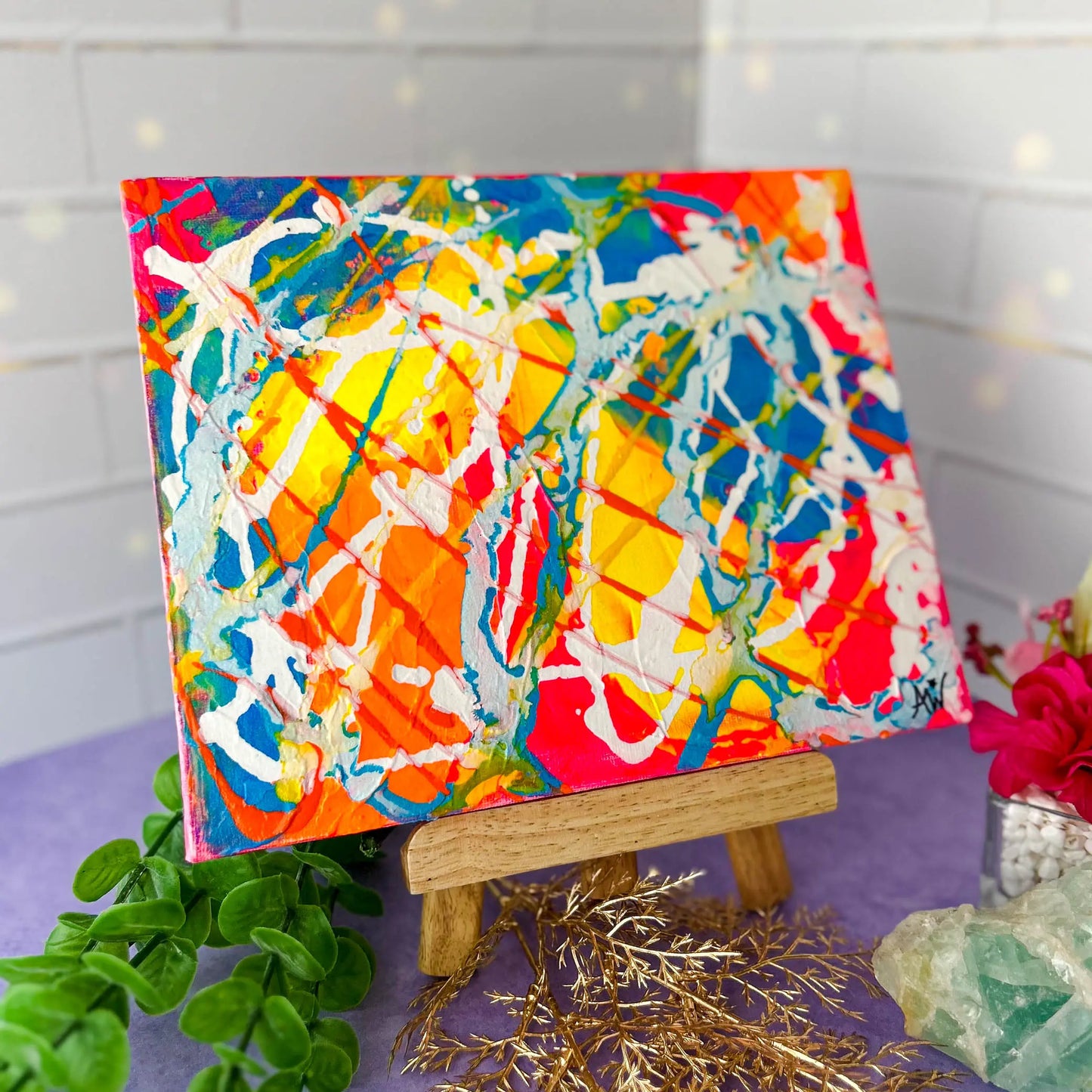 Neon Commotion 8x10 Abstract Painting