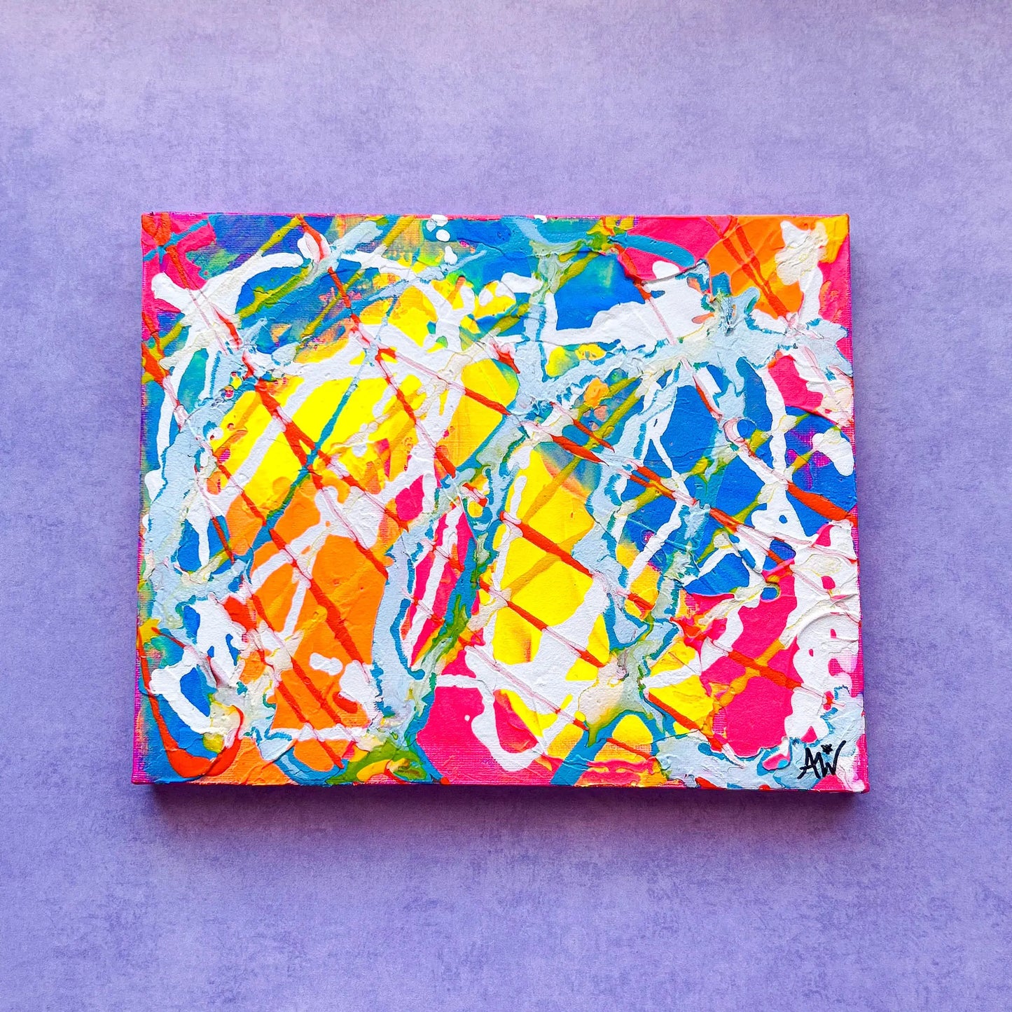 Neon Commotion 8x10 Abstract Painting