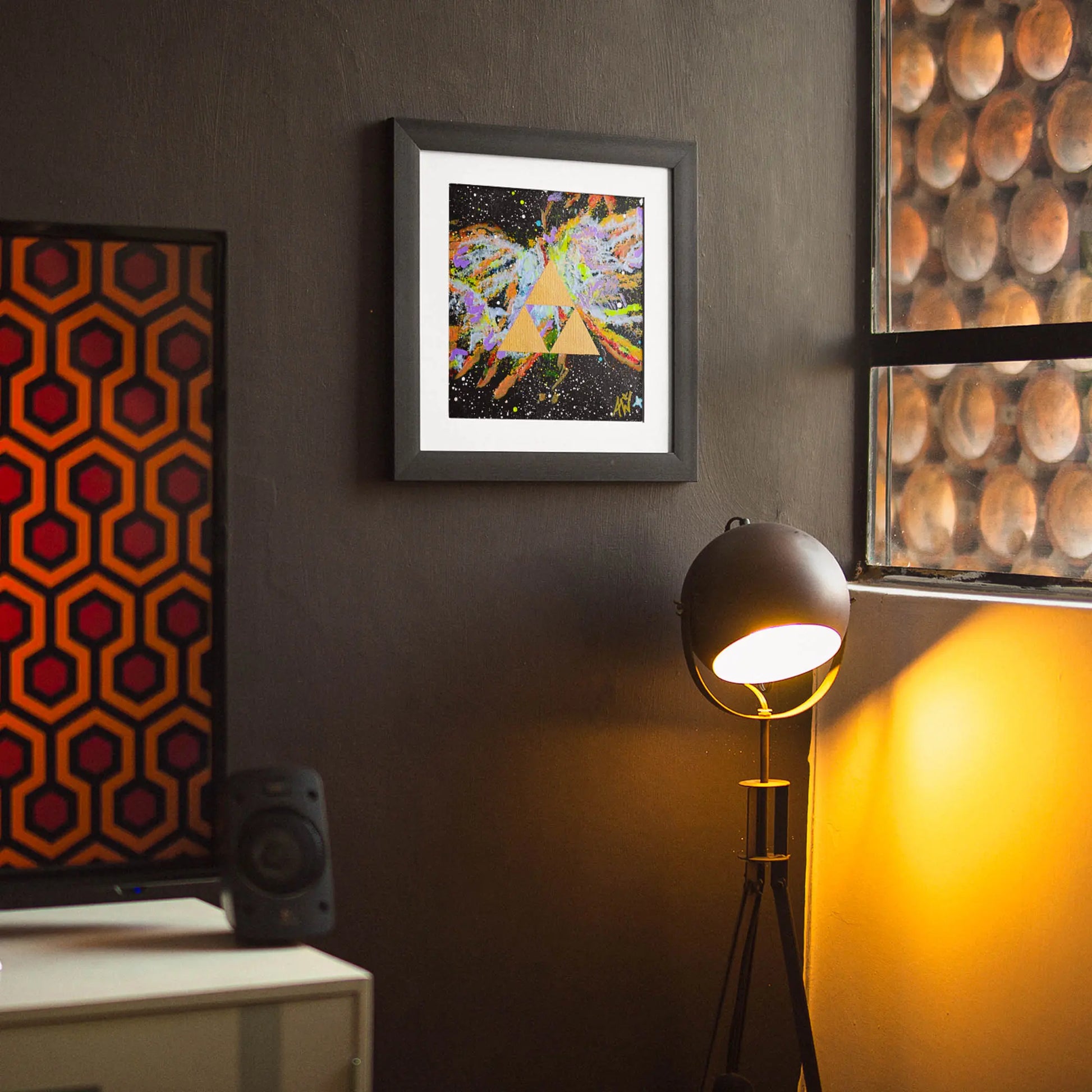 Triforce Butterfly Nebula - 8x8 Art Print framed on a wall in a modern room