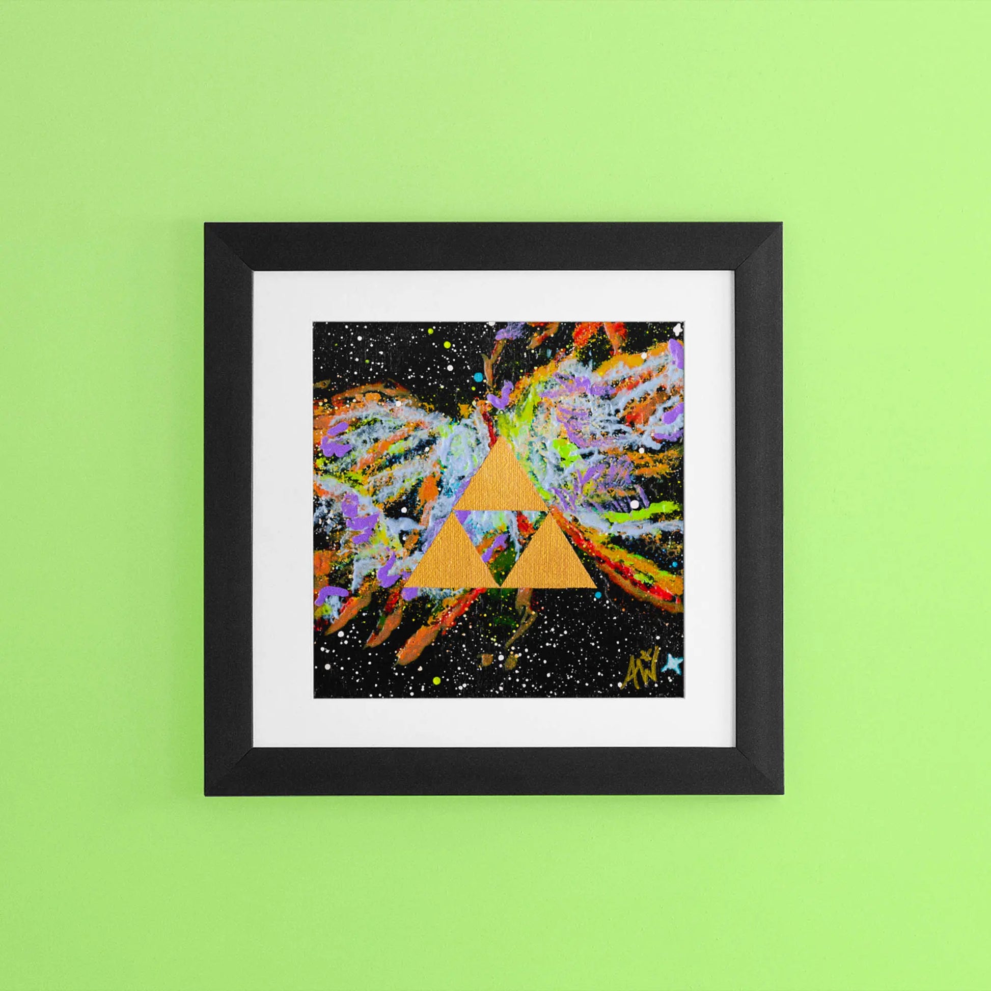 Triforce Butterfly Nebula - 8x8 Art Print framed on a wall