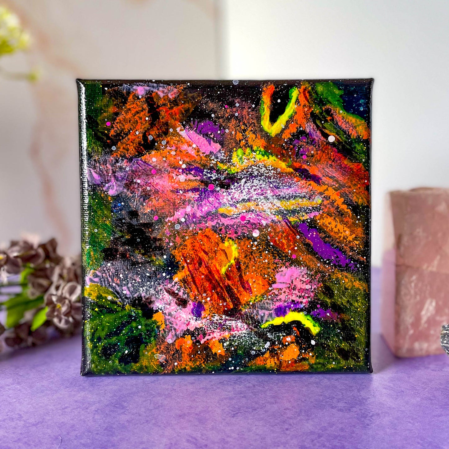 Christmas Tree Cluster and Cone Nebula Original 6x6 Painting
