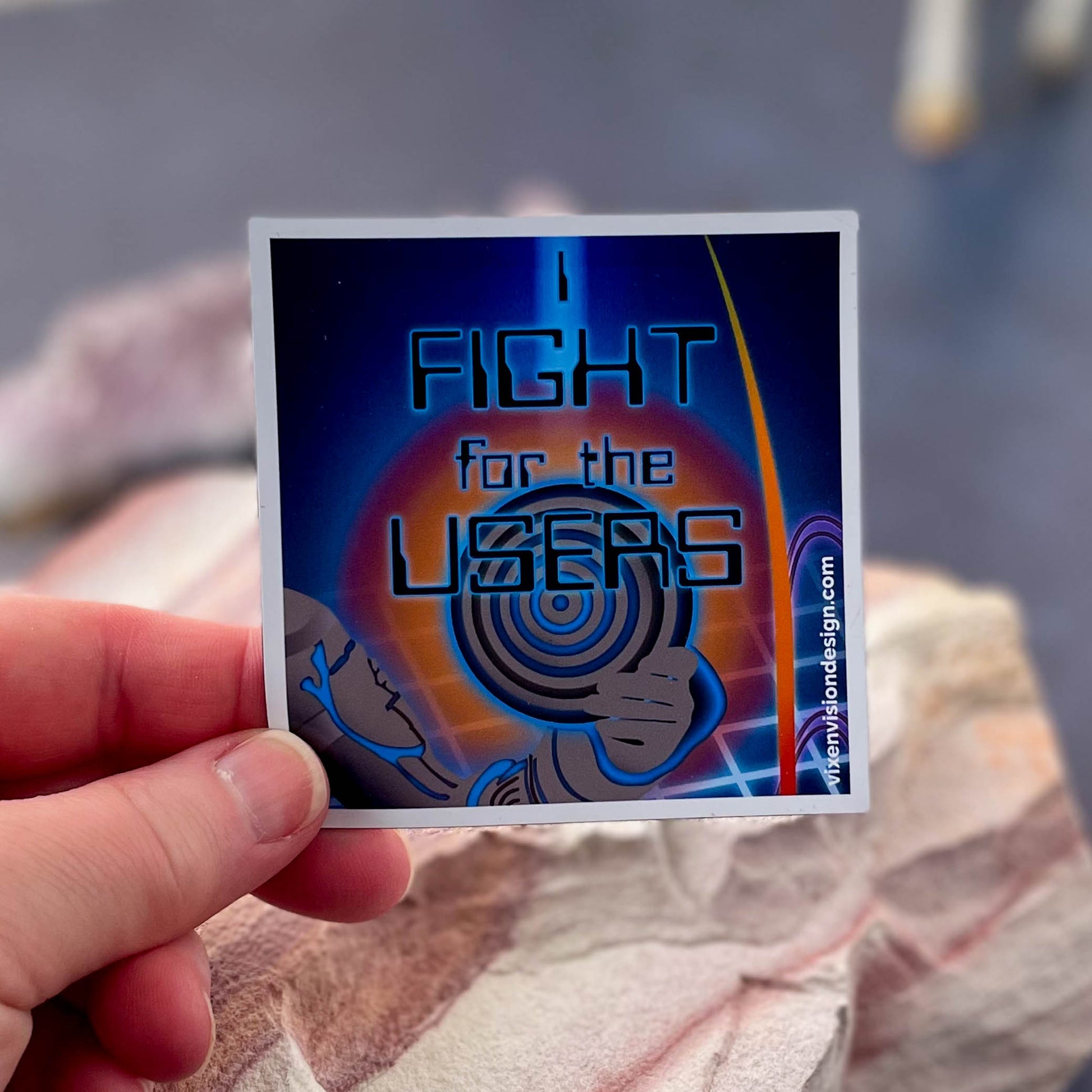 I Fight for the Users Magnet in hand
