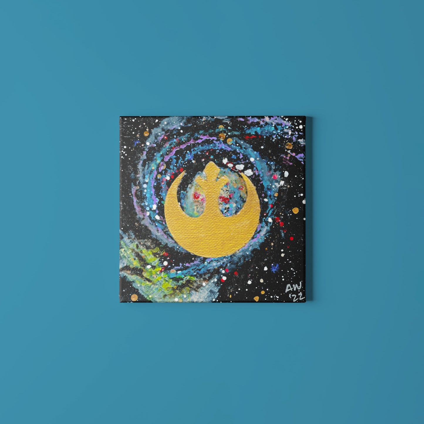 Gold Rebel M51 Whirlpool Galaxy 4x4 Mini Painting