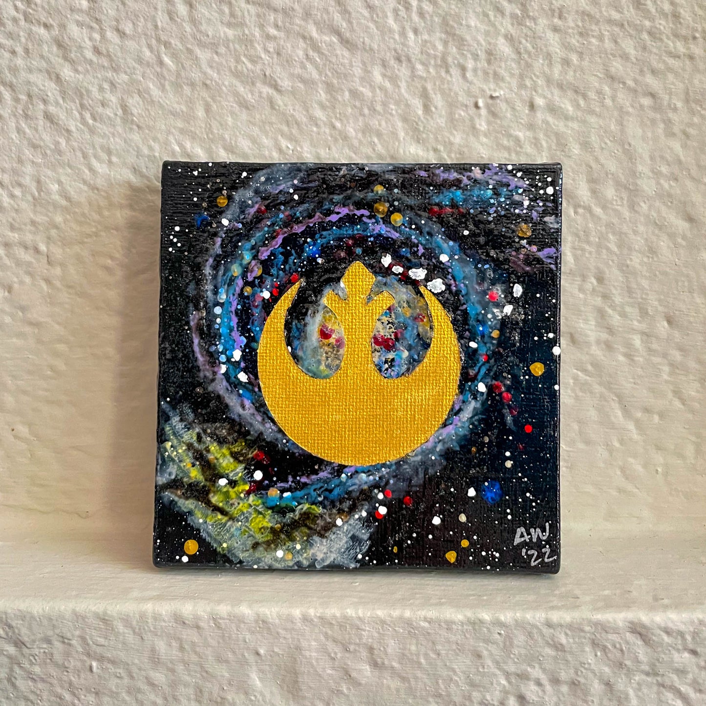 Gold Rebel M51 Whirlpool Galaxy 4x4 Mini Painting