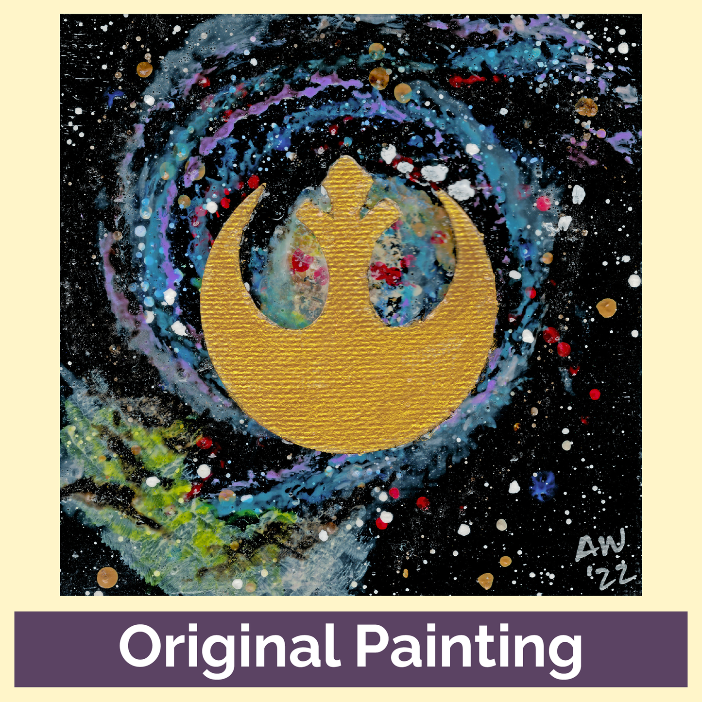 Gold Rebel M51 Whirlpool Galaxy 4x4 Mini Painting