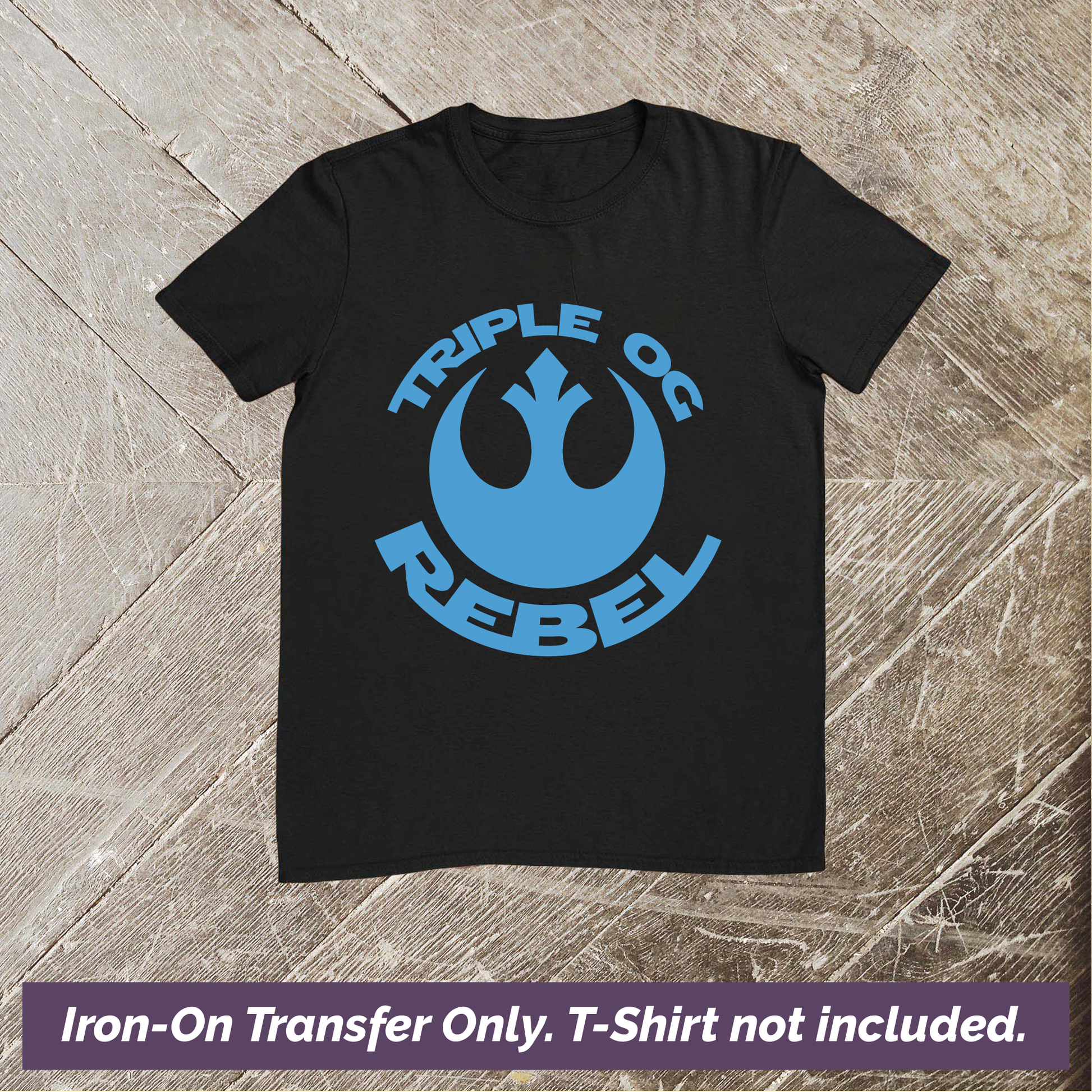 Triple OG Rebel Iron-On Heat Transfer Vinyl - Decal Only - Ocean on Black