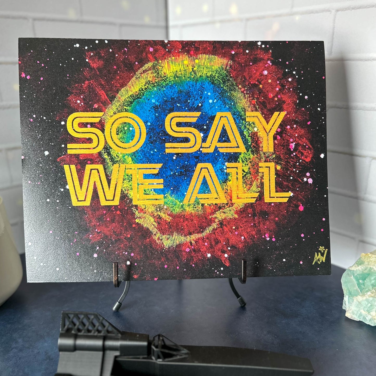 So Say We All Eye of Jupiter art print on stand