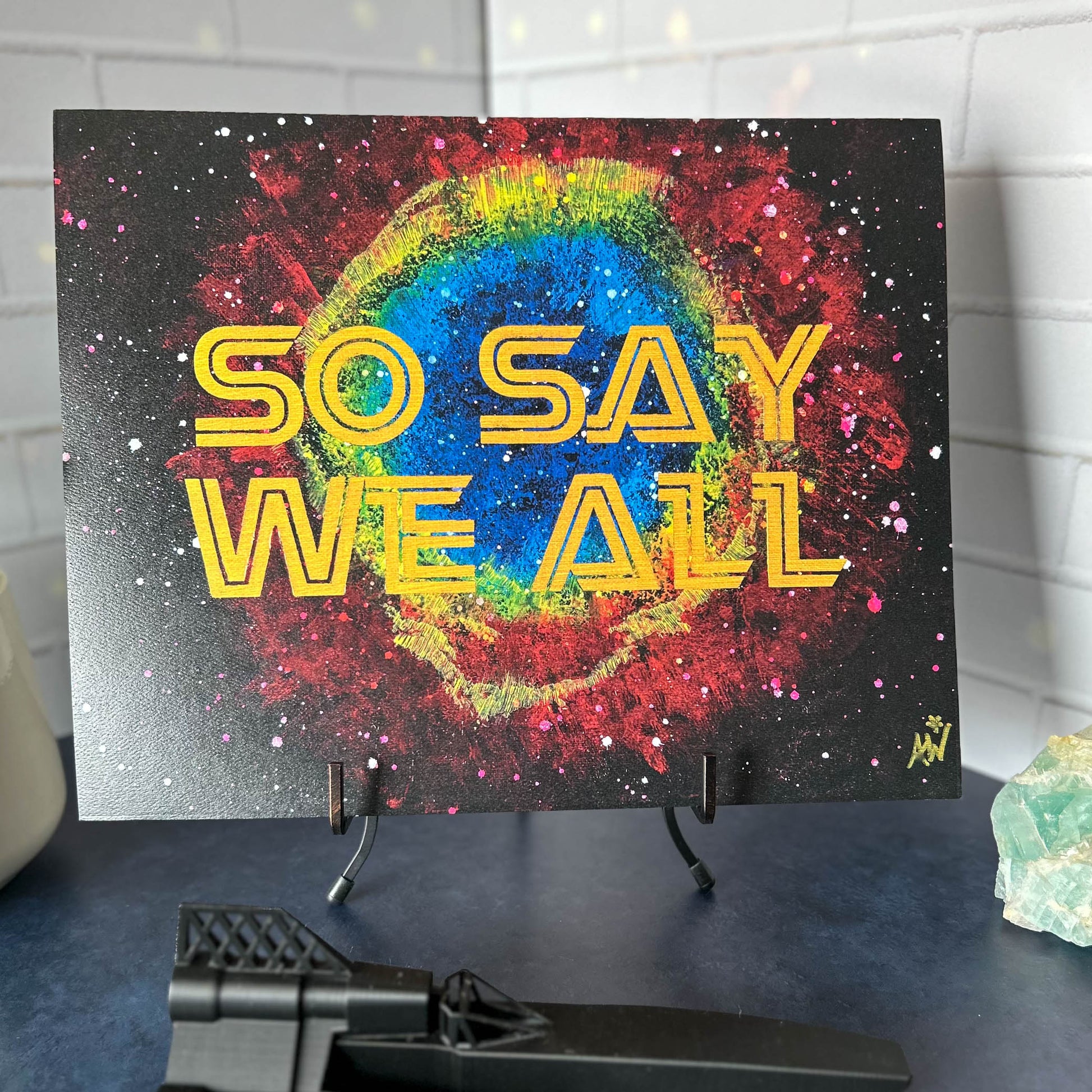 So Say We All Eye of Jupiter art print on stand