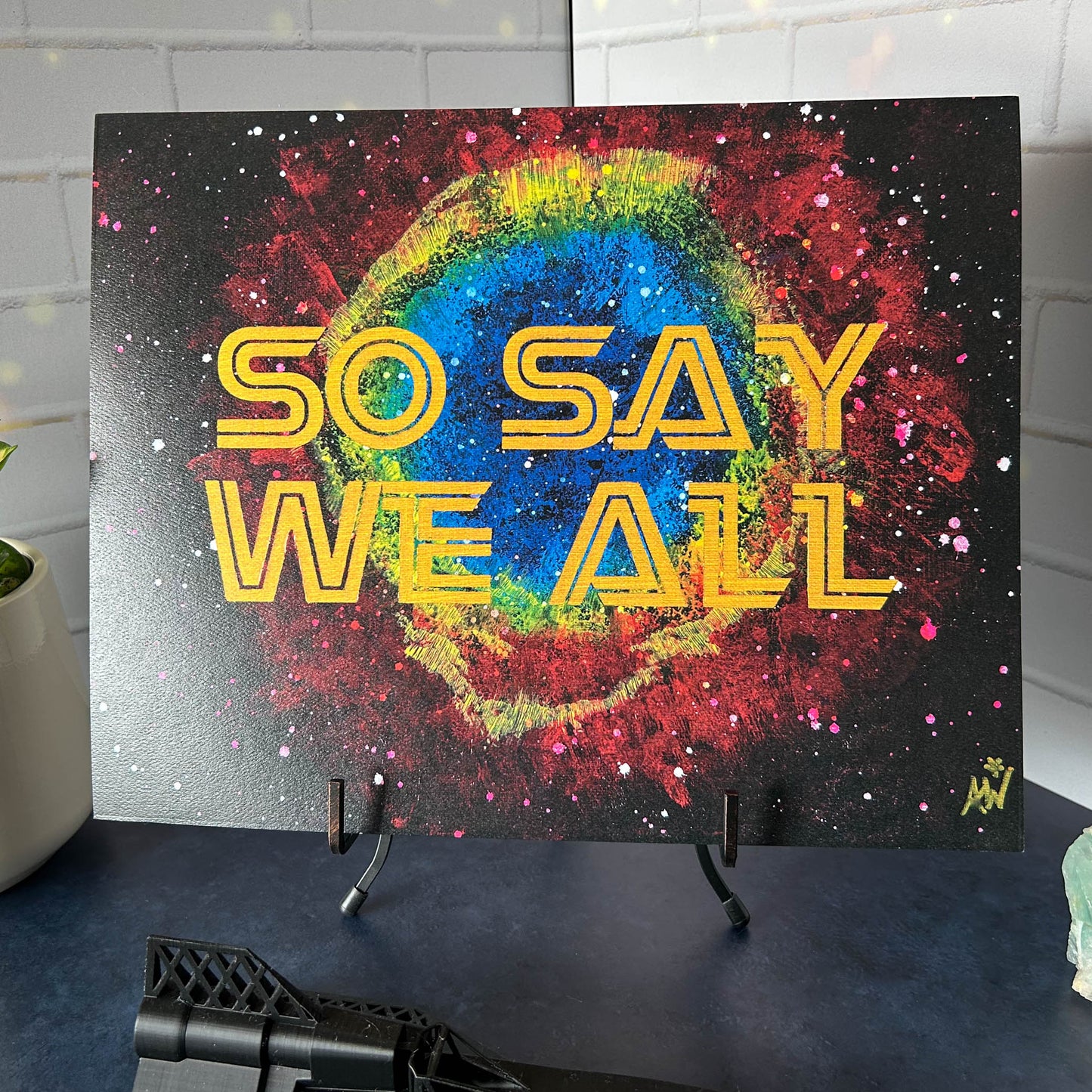 So Say We All Eye of Jupiter art print on stand