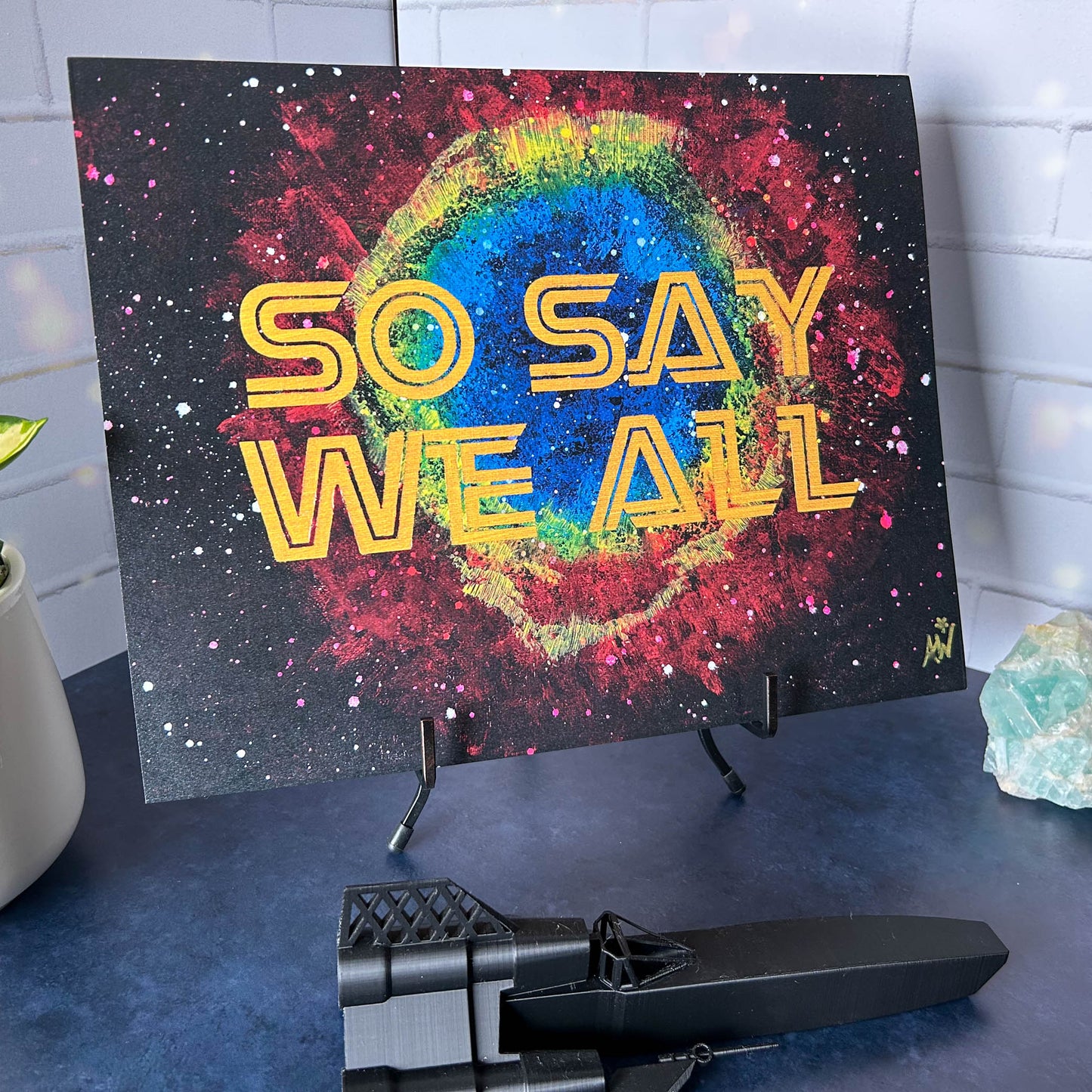 So Say We All Eye of Jupiter art print on stand