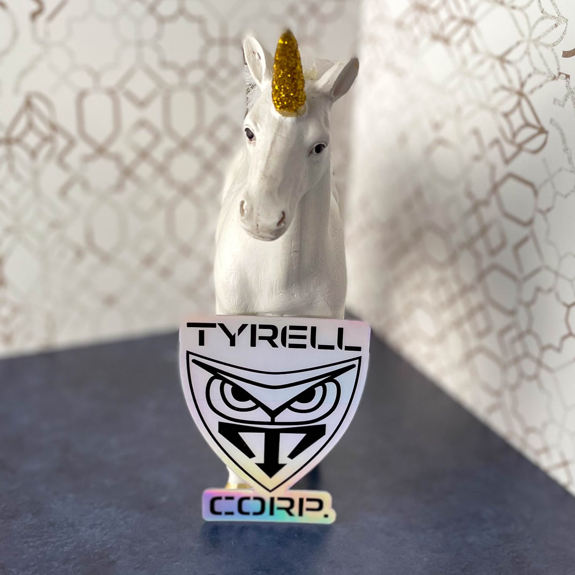 Tyrell Corp Holographic 3" Sticker with unicorn