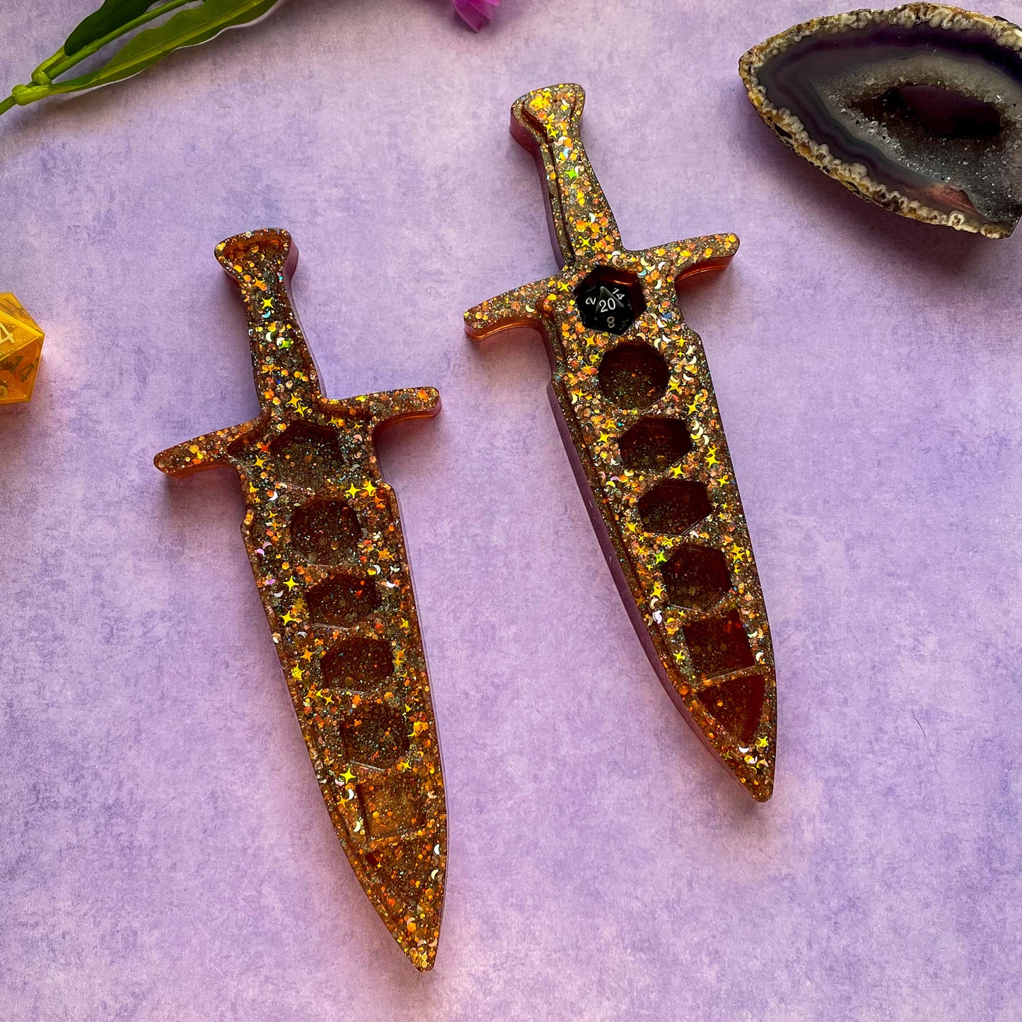 Custom Dagger Dice Box - gold