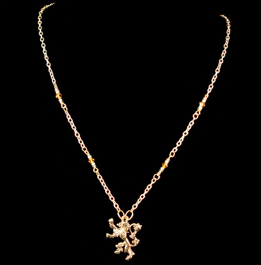 House Lannister Lion Pendant Bead Necklace