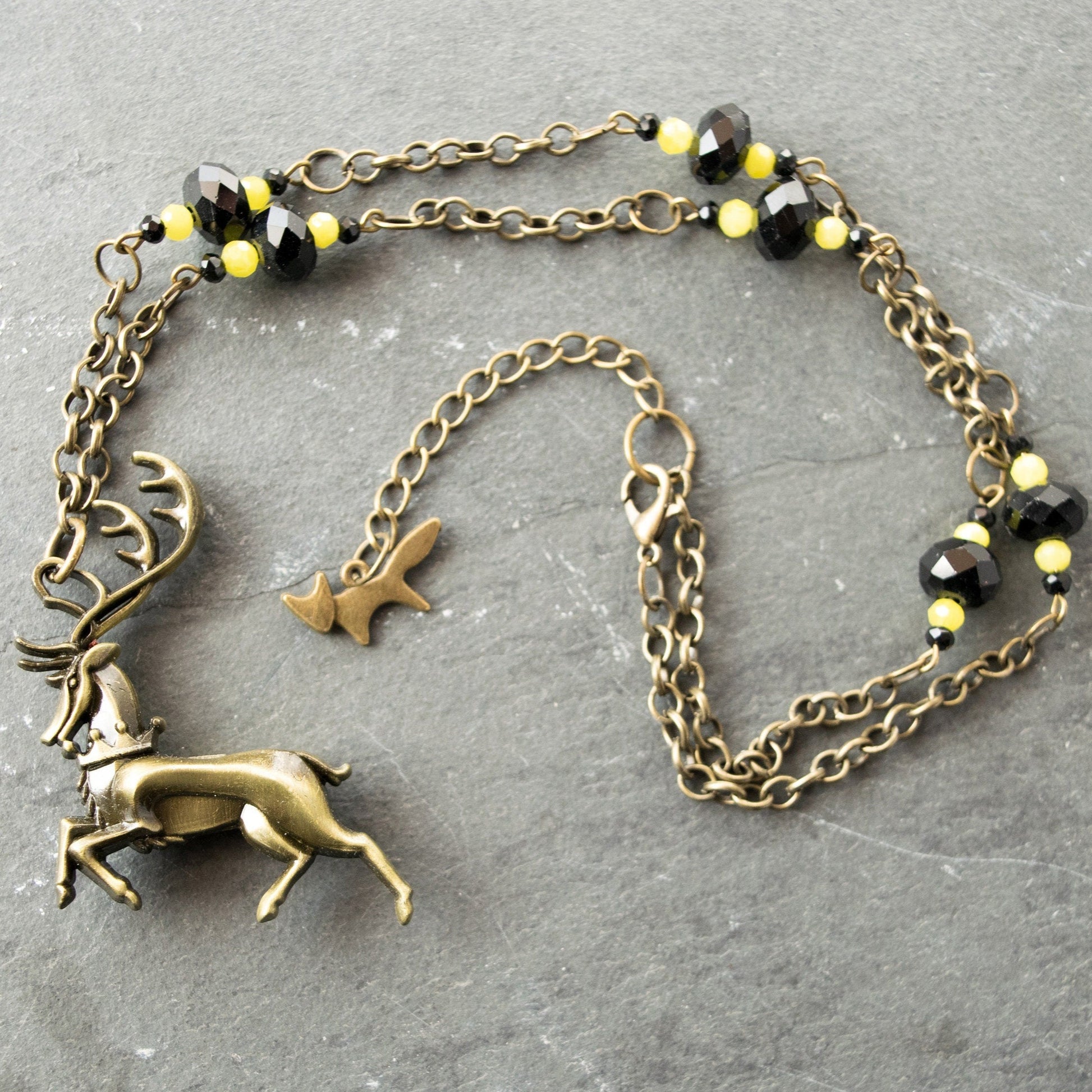 House Baratheon Stag Black and Yellow Bead Necklace