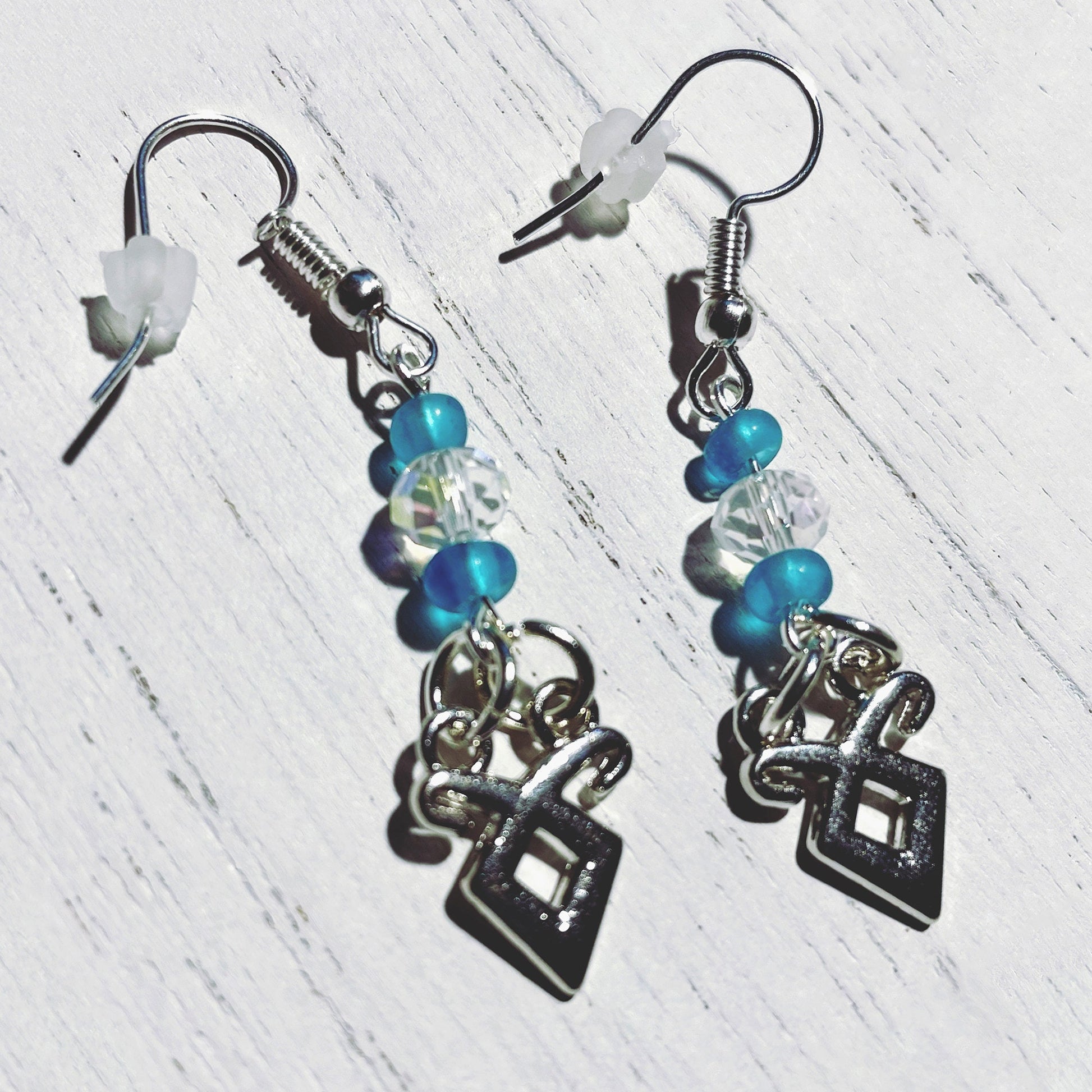 Mortal Instruments Shadowhunter Rune Silver Metal and Crystal Earrings