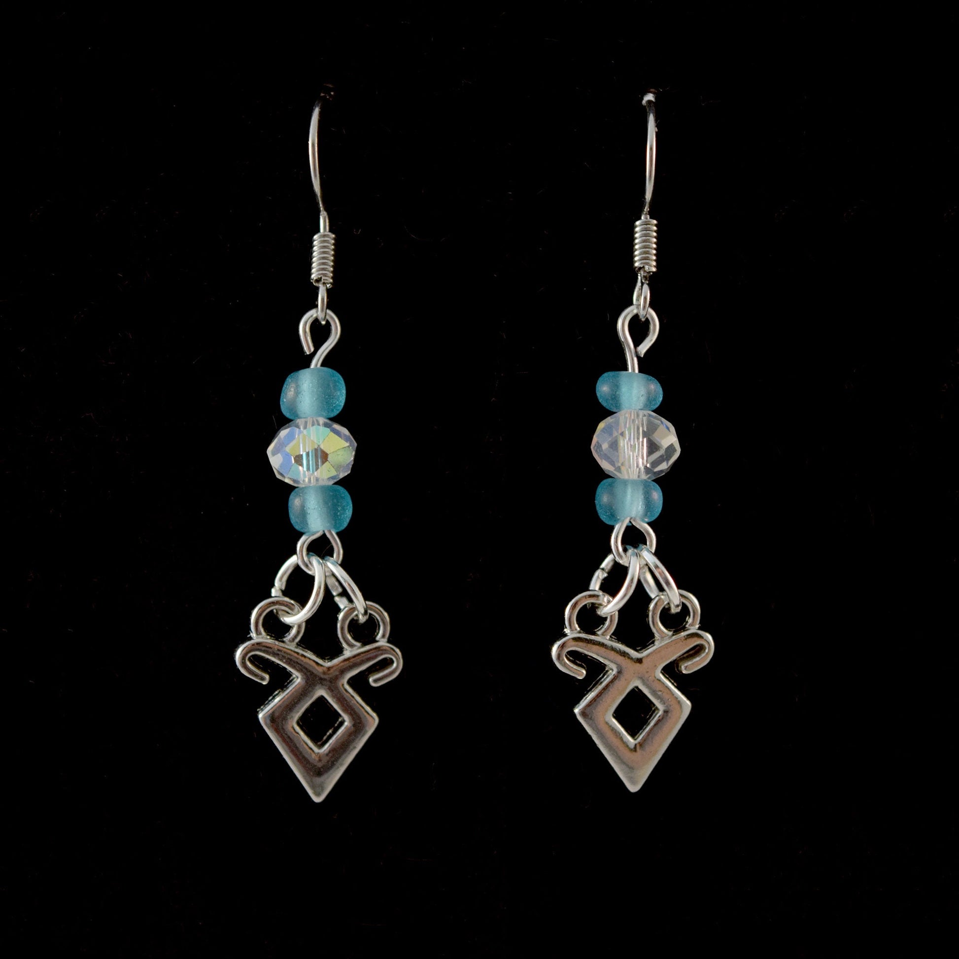 Mortal Instruments Shadowhunter Rune Silver Metal and Crystal Earrings