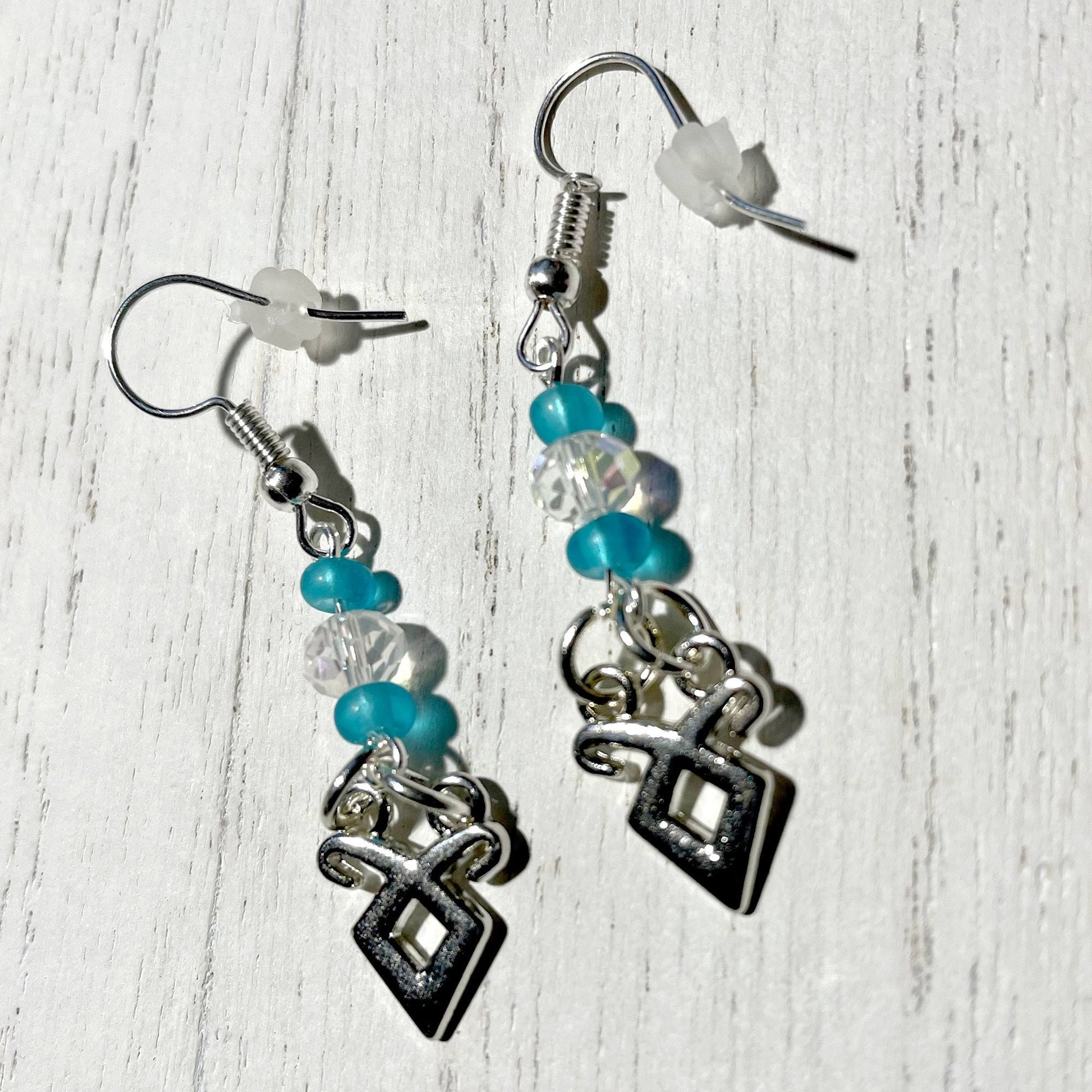 Mortal Instruments Shadowhunter Rune Silver Metal and Crystal Earrings