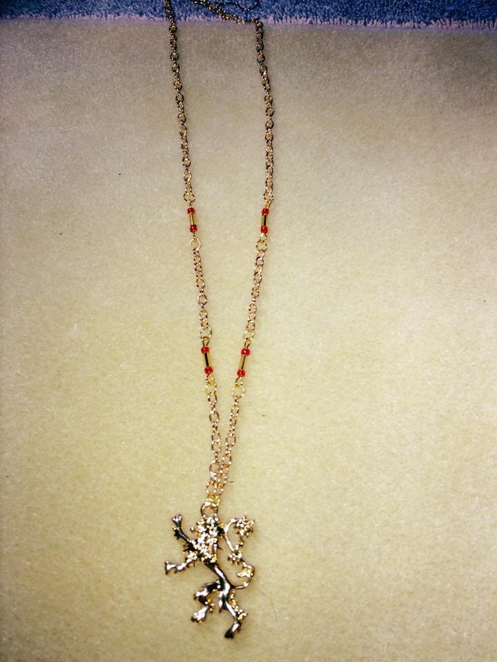 House Lannister Lion Pendant Bead Necklace