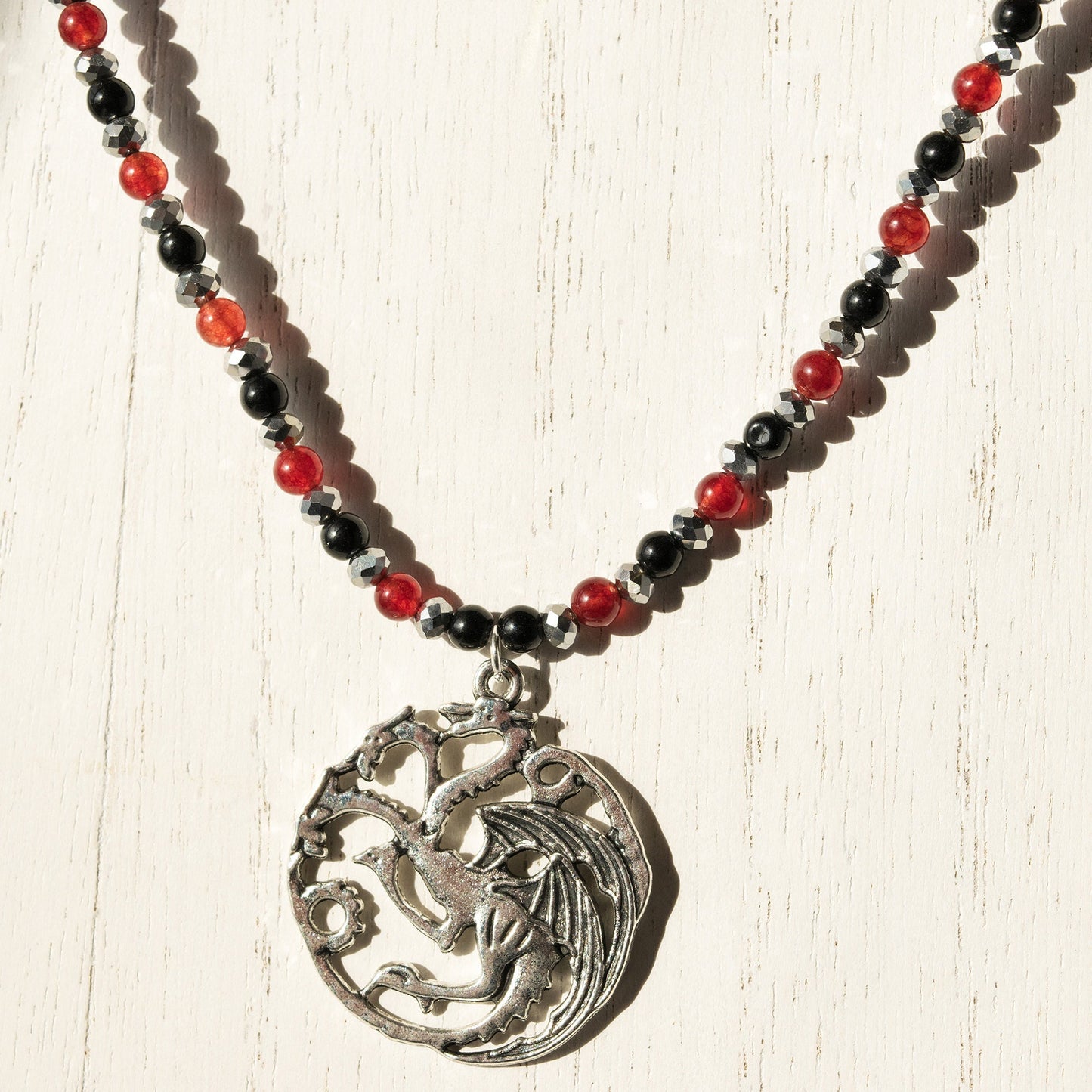 House Targaryen Dragon Bead Necklace - Black and Red round beads