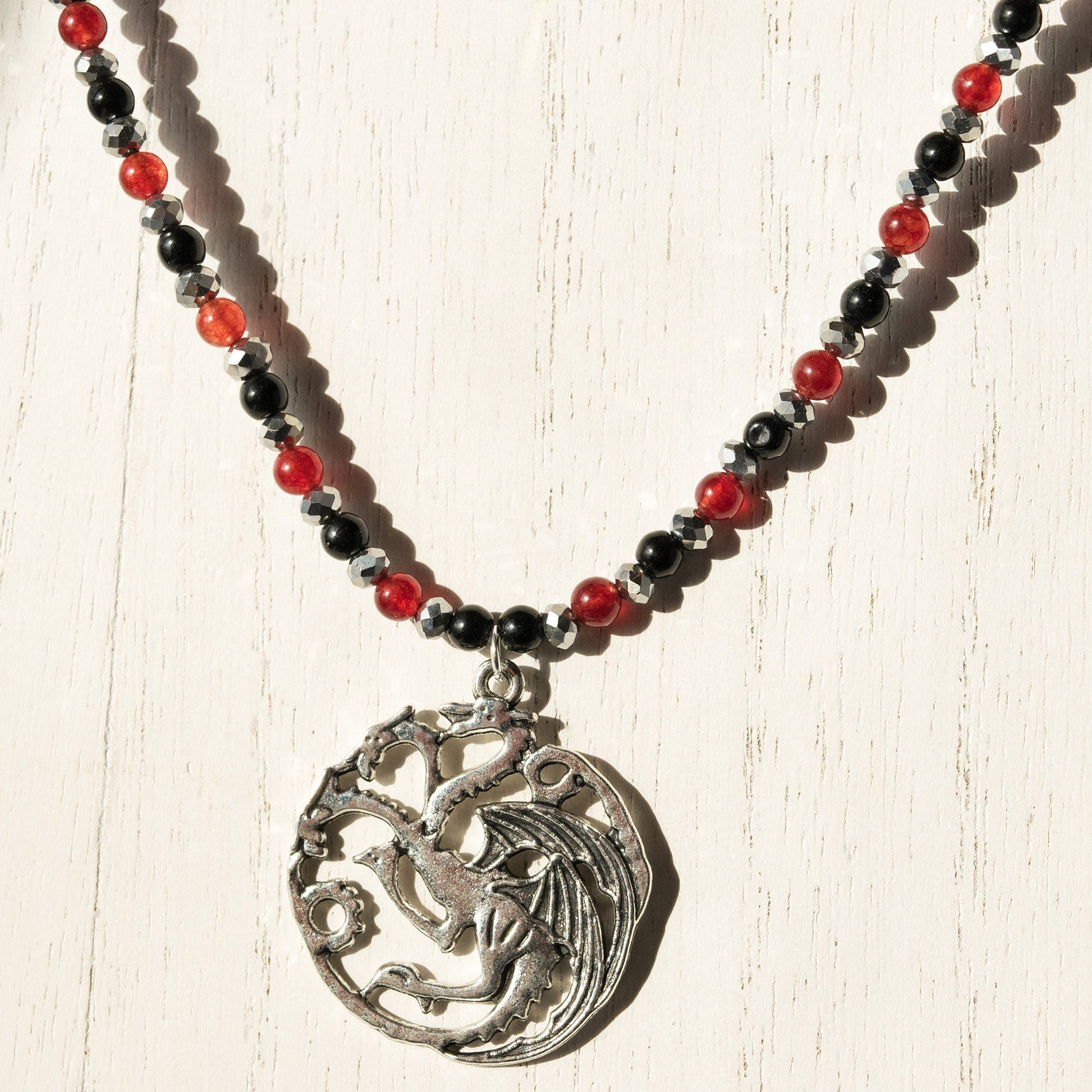 House Targaryen Dragon Bead Necklace - Black and Red round beads