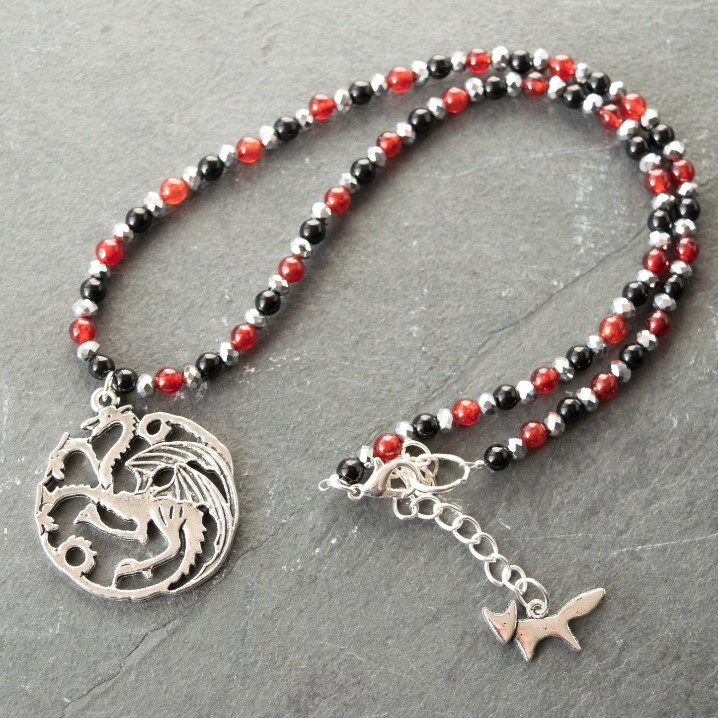 House Targaryen Dragon Bead Necklace black and red round beads