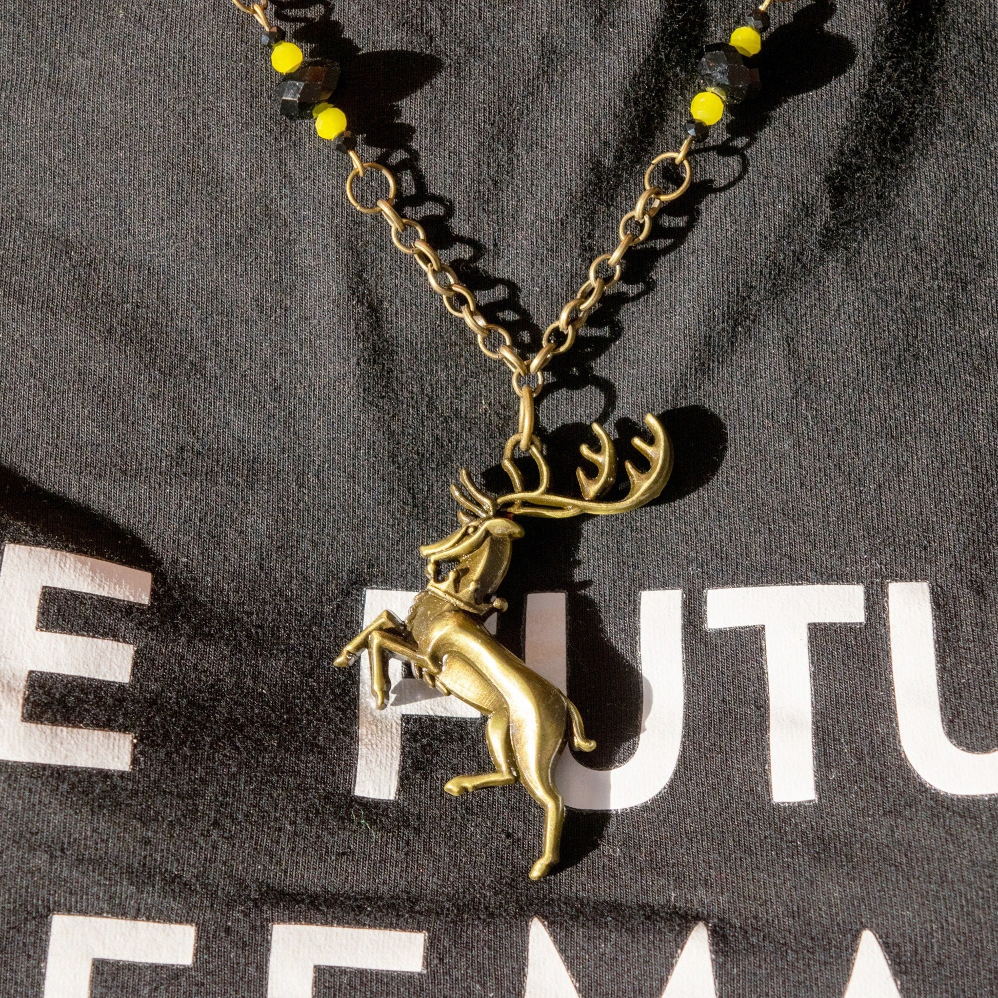 House Baratheon Stag Black and Yellow Bead Necklace