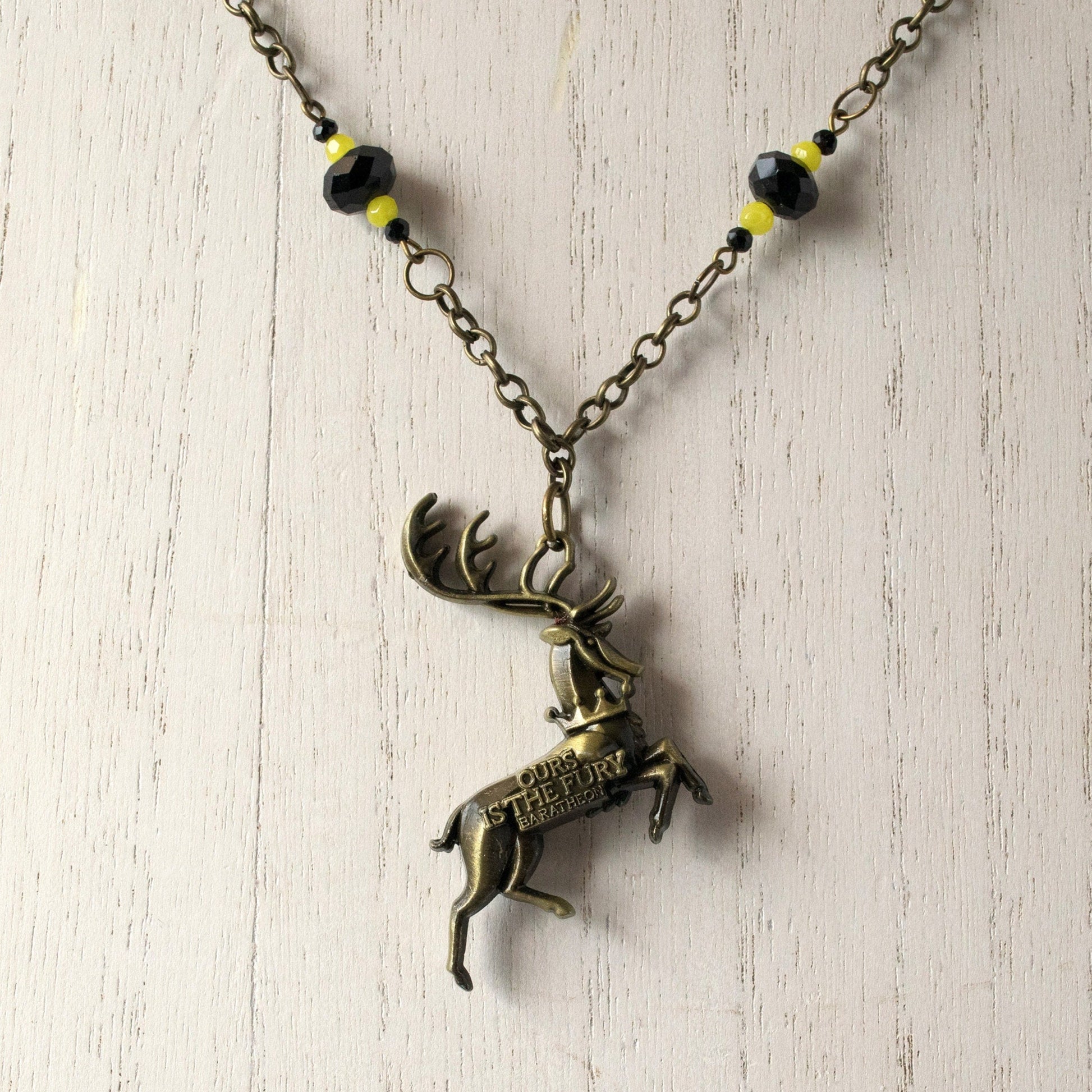 House Baratheon Stag Black and Yellow Bead Necklace