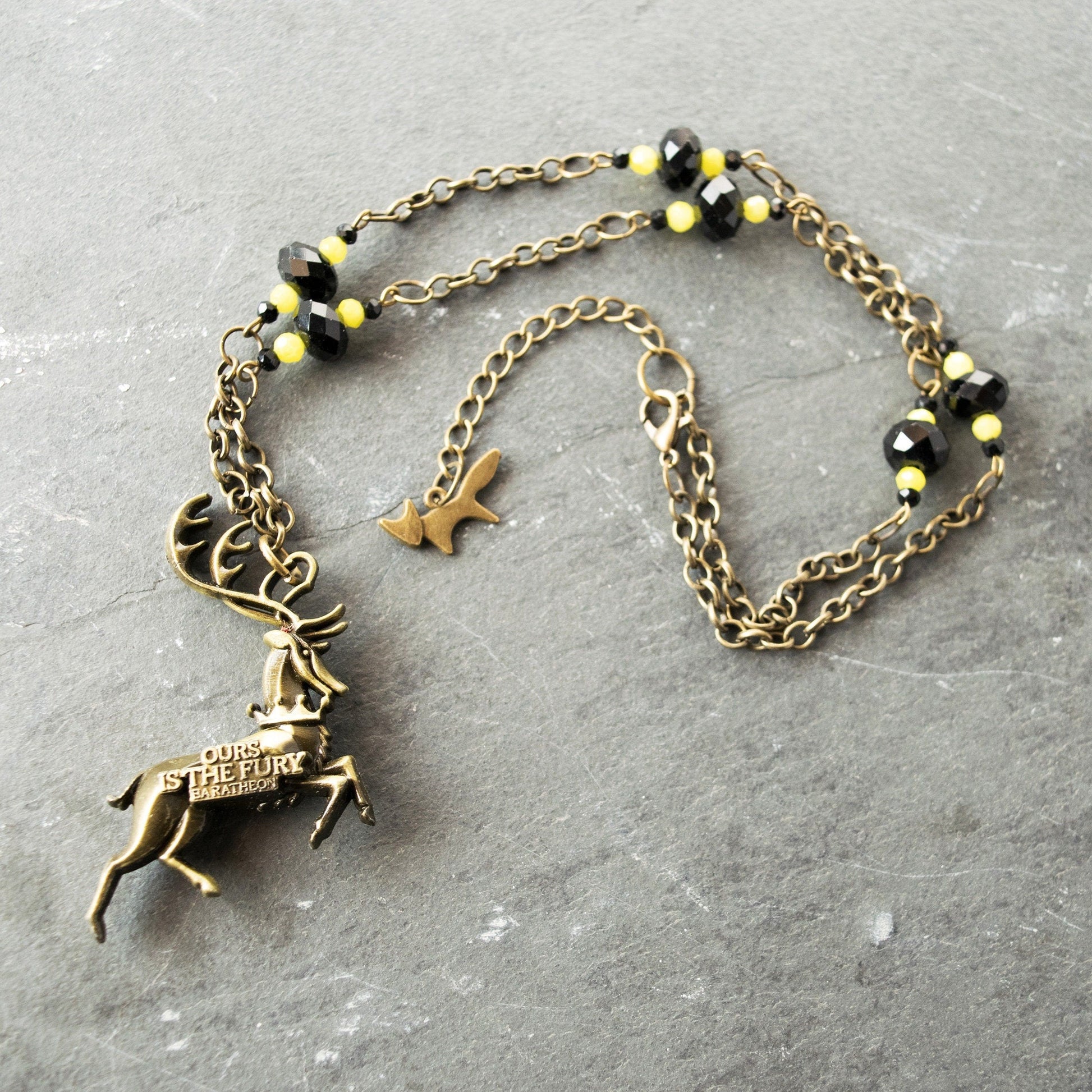 House Baratheon Stag Black and Yellow Bead Necklace