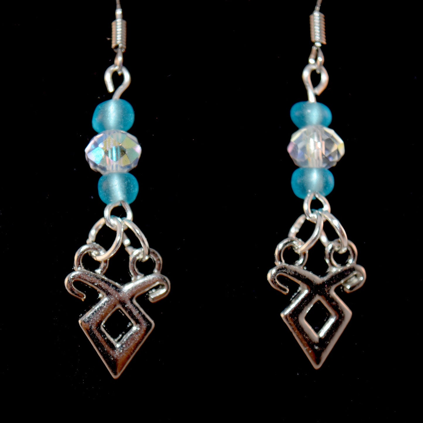 Mortal Instruments Shadowhunter Rune Silver Metal and Crystal Earrings