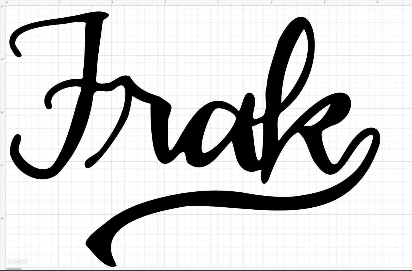 Frak Calligraphy Geek Vinyl Decal in cutting software