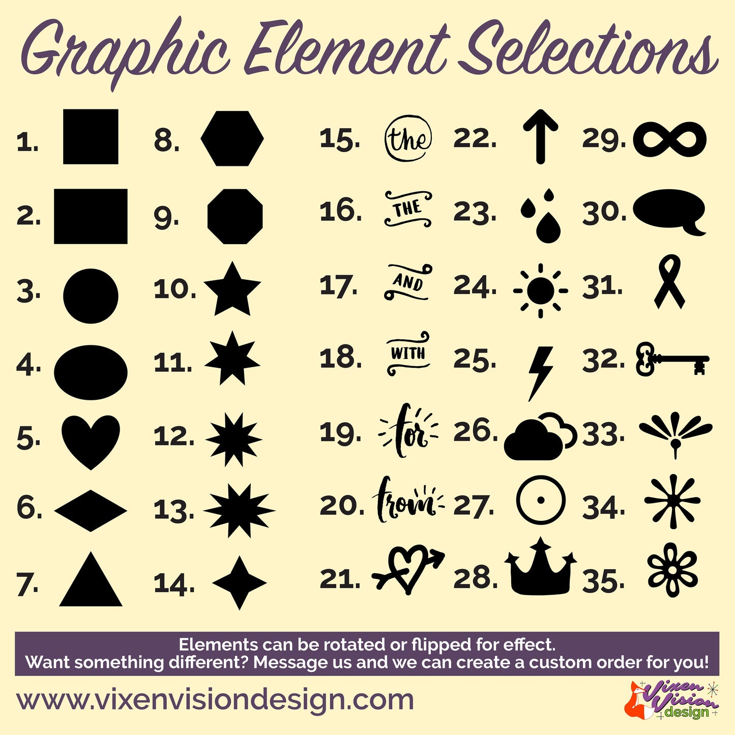 Vixen Vision Design Graphic Element Selections