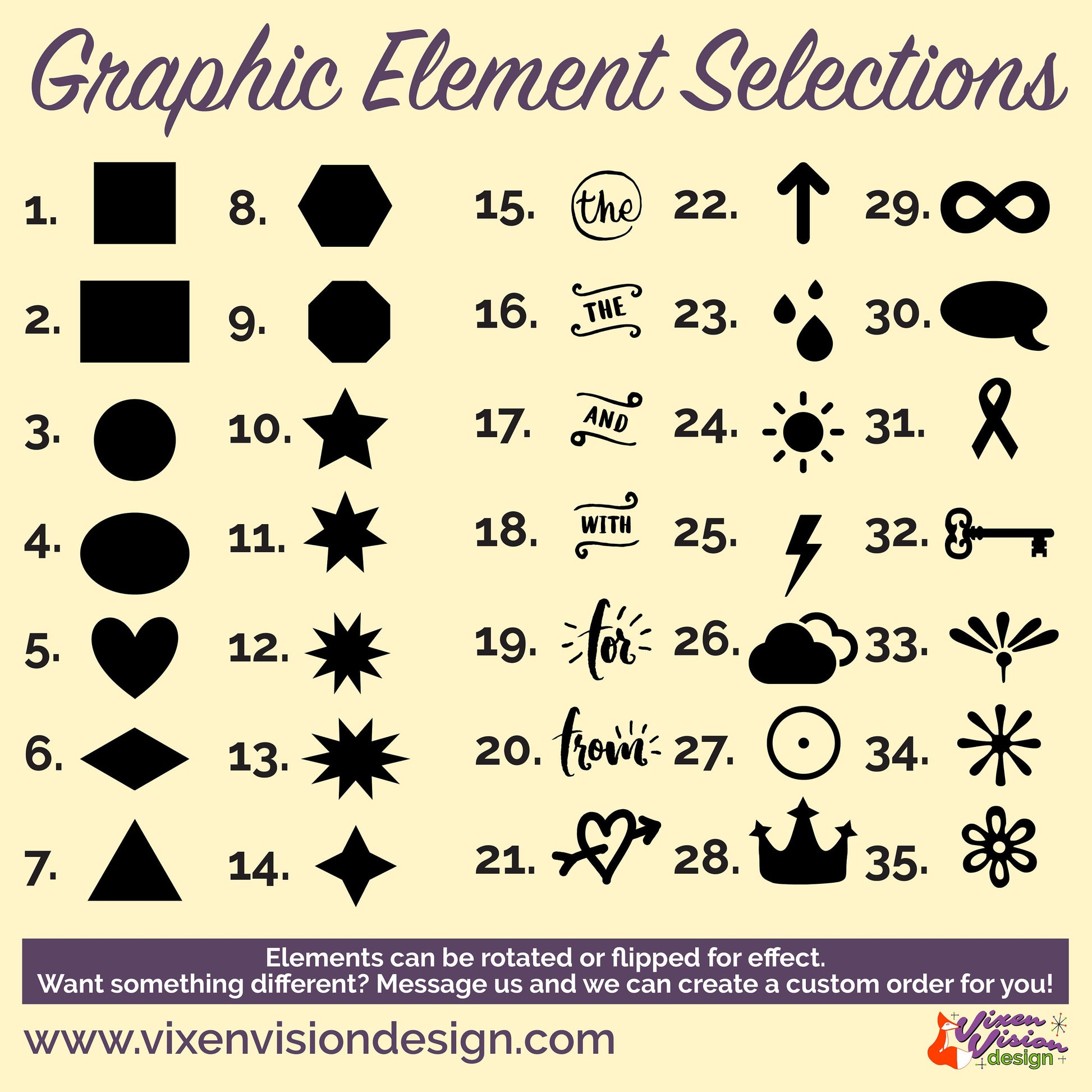 Vixen Vision Design Graphic Element Selections