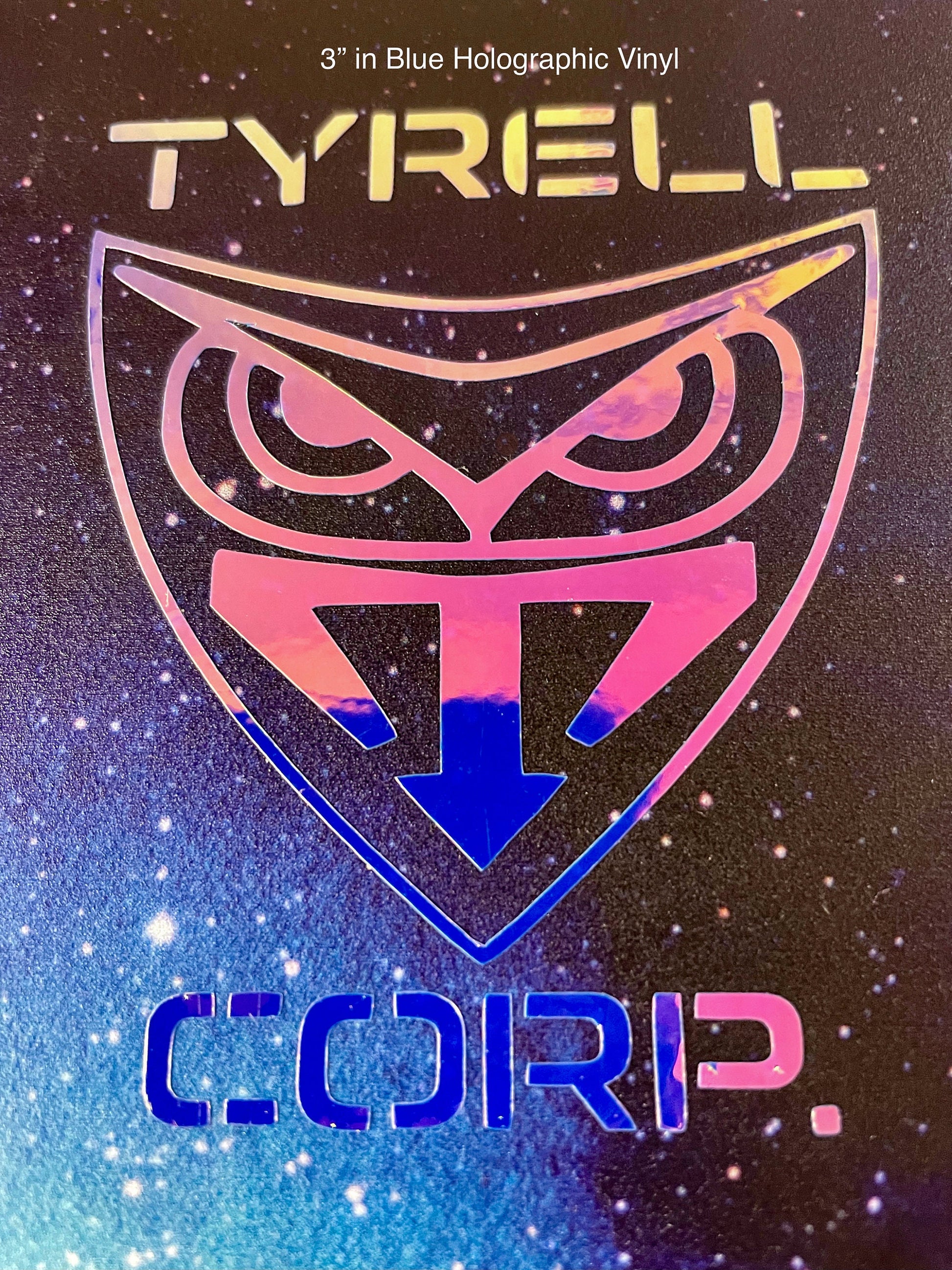 Tyrell Corp Geek Vinyl Decal Blue Holographic Vinyl