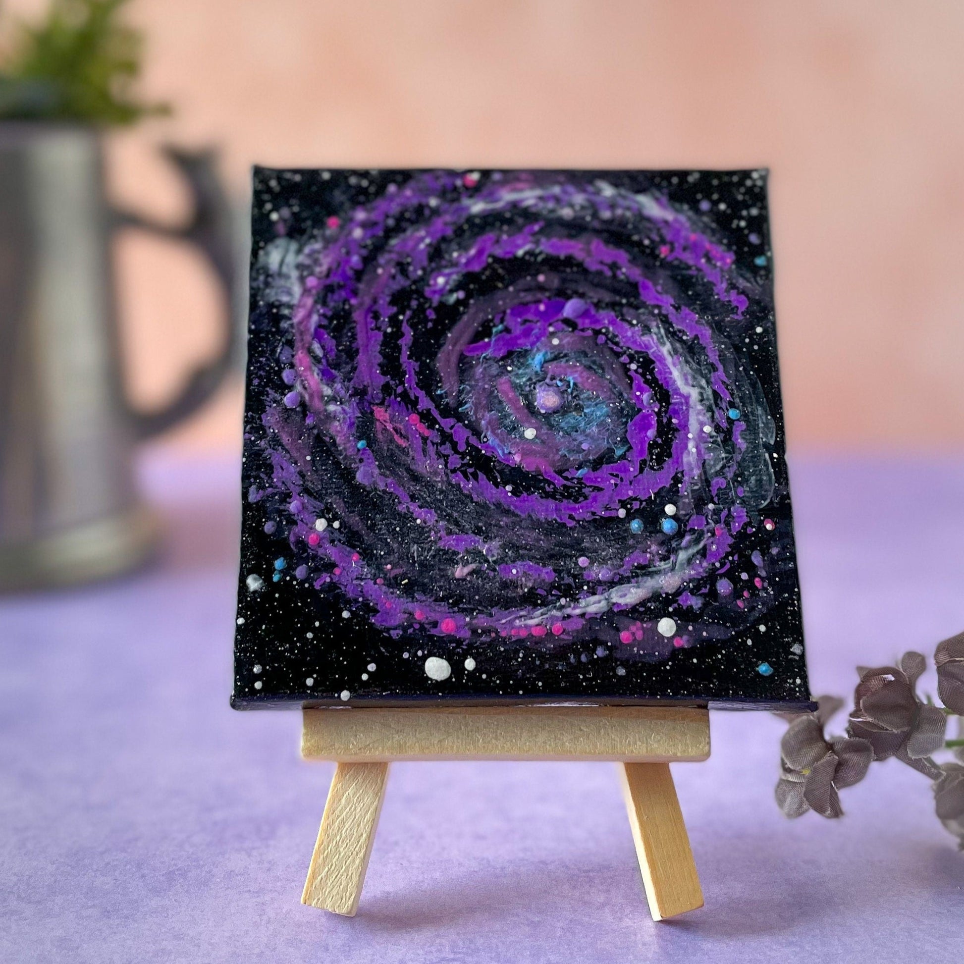 Bode's Grand Design Spiral Galaxy M81 4x4 Mini Painting on easel