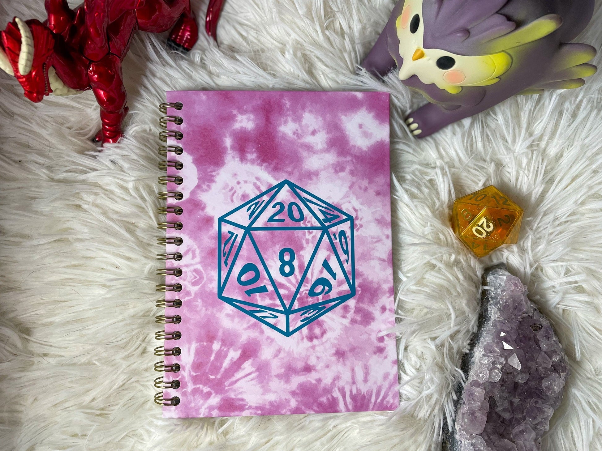 D20 Role-Playing Die Geek Vinyl Decal on example notebook