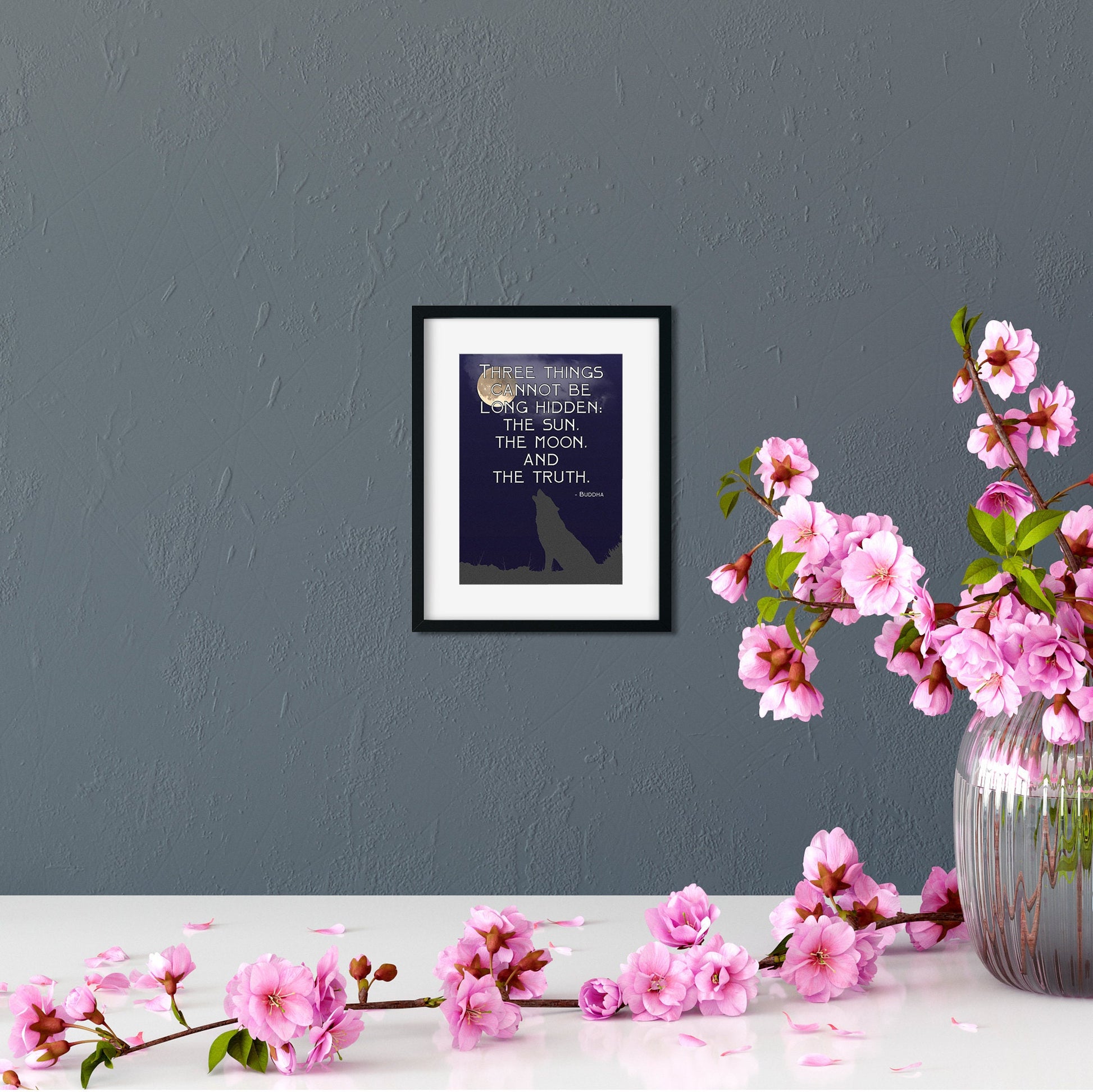 Three Things Cannot Be Long Hidden 5x7 Art Card framed on a wall