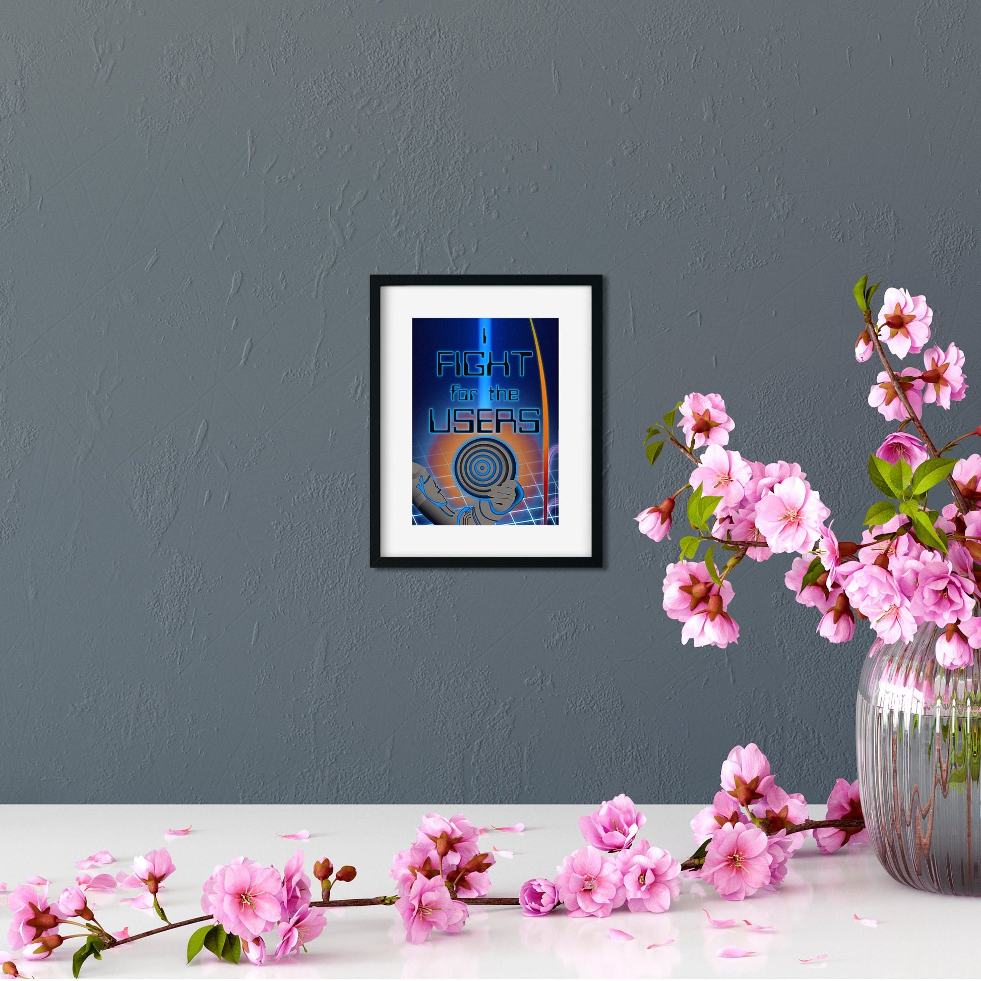 I Fight for the Users 5x7 Art Card framed on wall